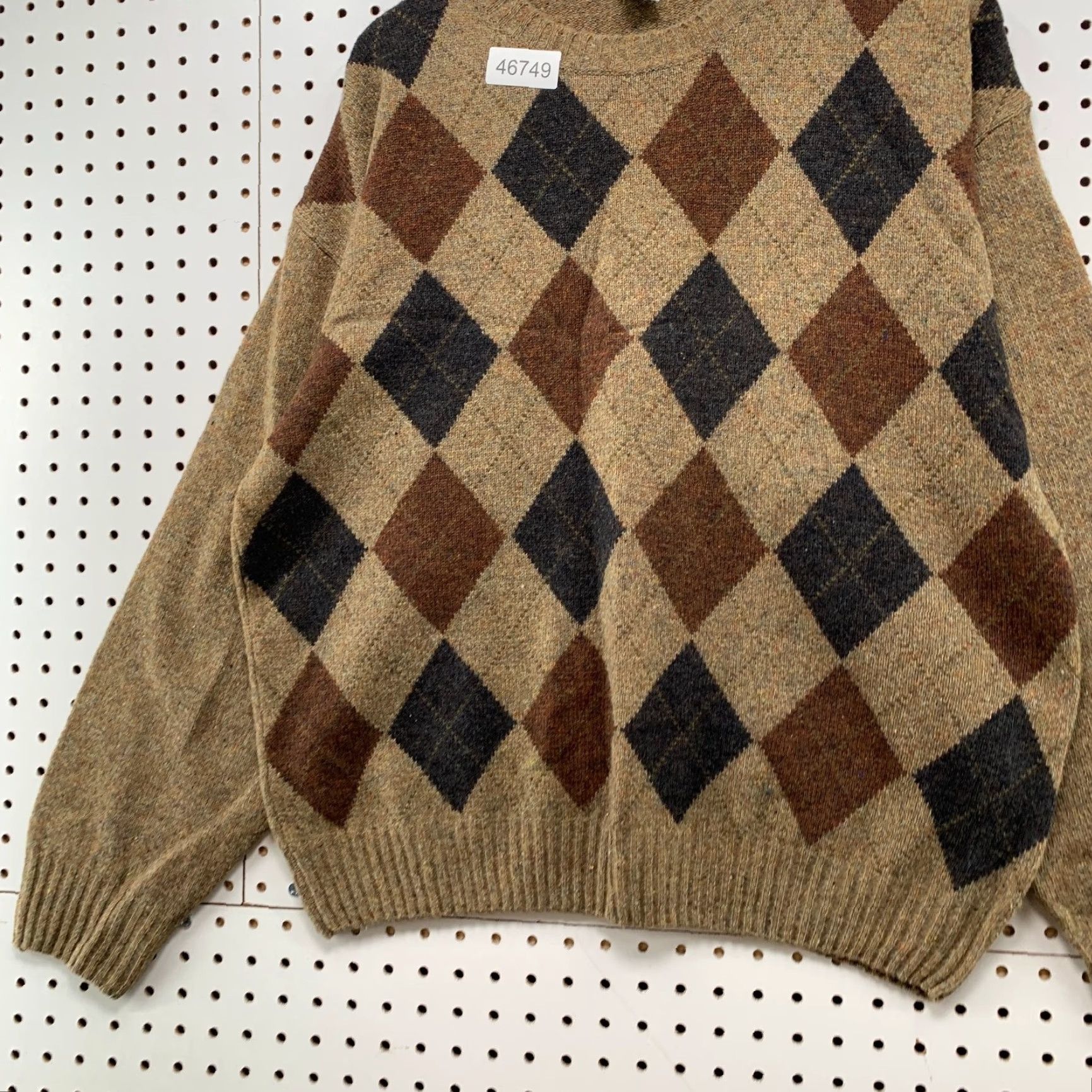 Geoffrey Beene VINTAGE Geoffrey Beene Argyle Wool Sweater Men M Brown Crewneck Pullover Knit Winter Fall Regular Size US M / EU 48-50 / 2 - 4 Thumbnail