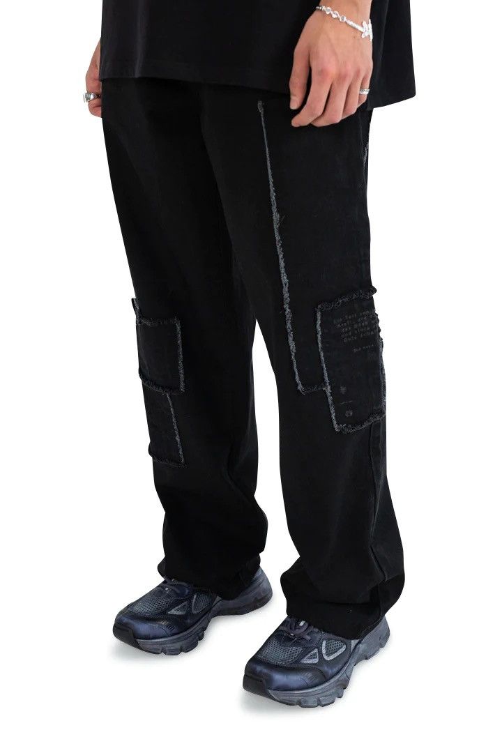 Other Y2K Style Ola Kala Patched Black Denim Pants Stretch Jeans Size US 32 / EU 48 - 2 Thumbnail