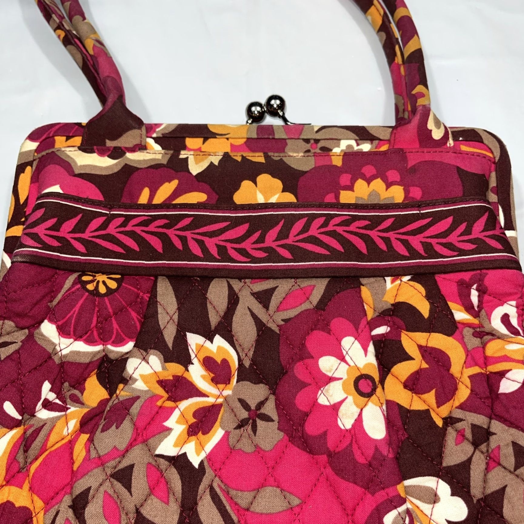 Vera Bradley Vera Bradley Alice Carnaby PURSE Shoulder Bag Womens Floral Quilted Cotton Pink Tan Orange Medium Size ONE SIZE - 2 Thumbnail