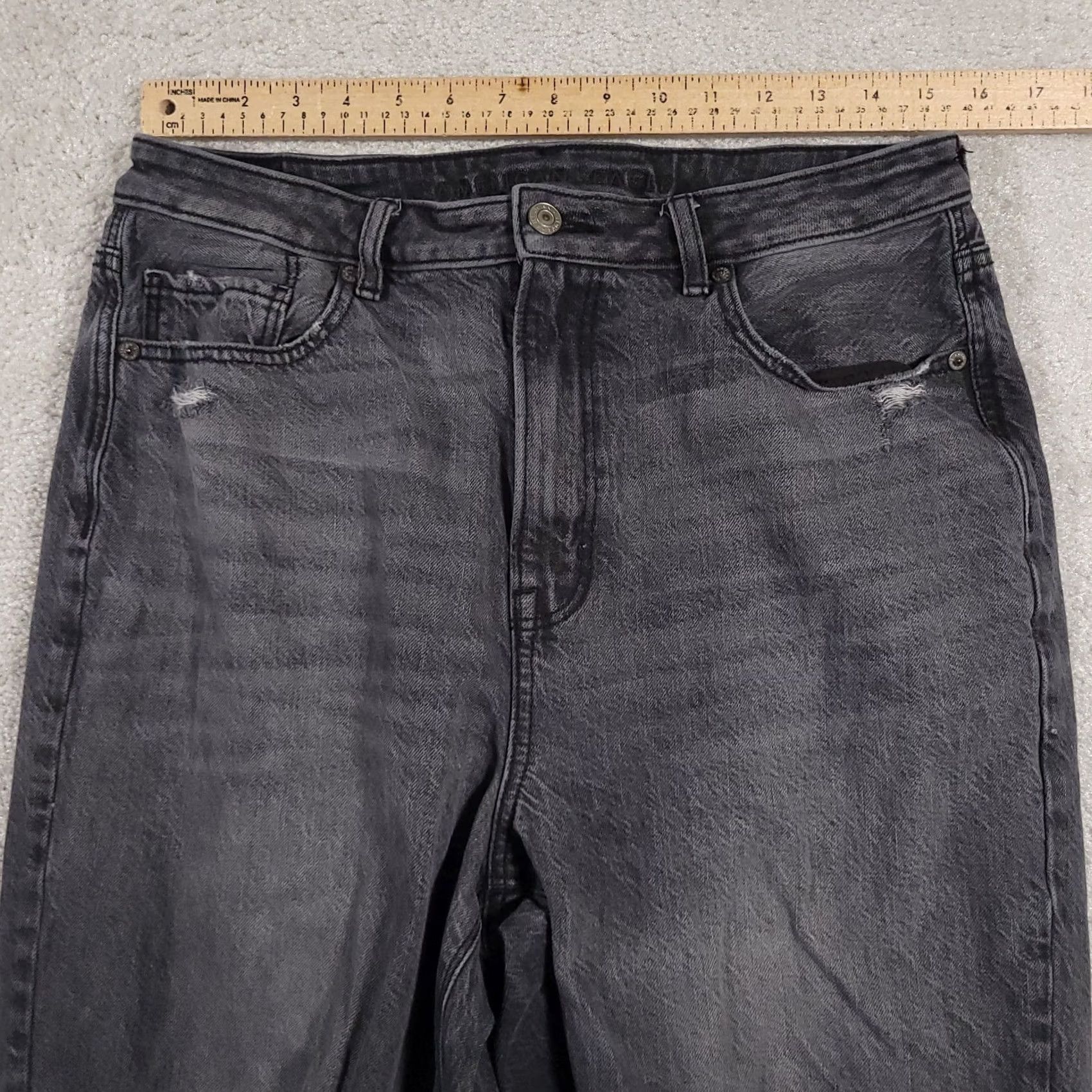 American Eagle Outfitters VINTAGE American Eagle Outfitters Mom Jeans Women 12 Tall Black Stretch High Distressed Jeans Mens Womens Girls Size 34" / US 12 / IT 48 - 6 Thumbnail