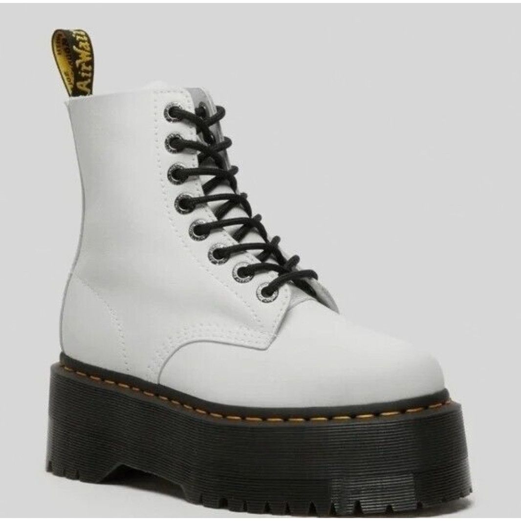 image of Dr Martens Dr. Martens 1460 Pascal Max White Leather Platform Boots 8, Women's