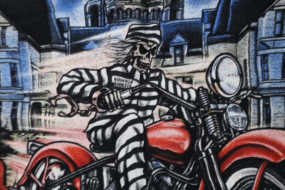 Vintage Vintage Y2K Mansfield Bike Week Skeleton Motorcycle T-Shirt Size US XL / EU 56 / 4 - 10 Thumbnail