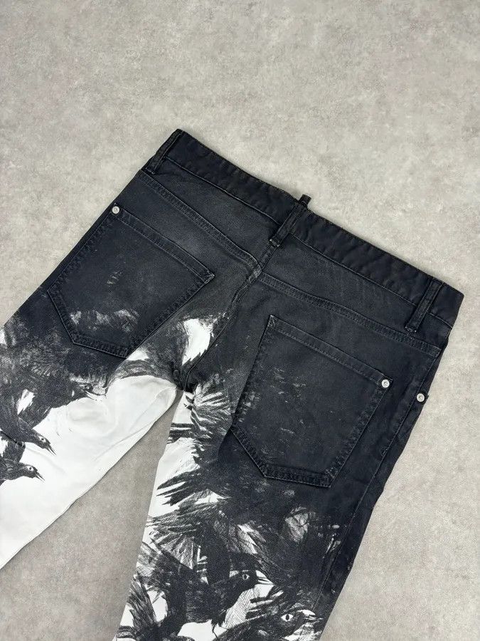 Dsquared2 AW2015 Dsquared2 Black White Denim Floral Print Straight Jeans Size US 32 / EU 48 - 7 Thumbnail