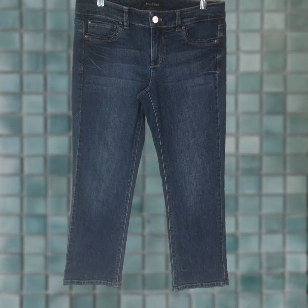 White House Black Market White House Black Market Blanc Womens Denim Jeans Blue Size 6 Crop Leg Casual Straight 5-Pocket Design Regular Rise Low Cotton Denim Blue Womens Size 28" / US 6 / IT 42 - 1 Thumbnail