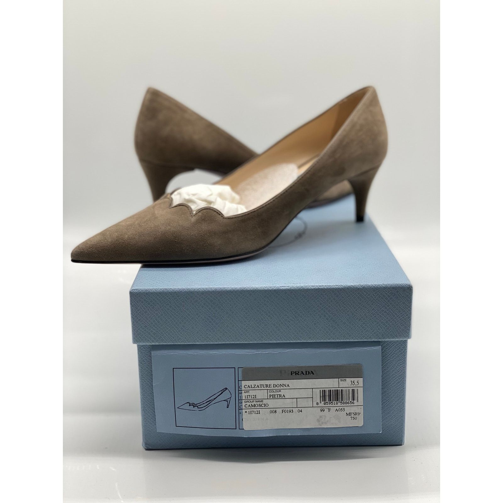 Prada Prada Pietra Suede Scallop Pointed Pumps sz. 35.5 eu Size US 5.5 / IT 35.5 - 1 Thumbnail