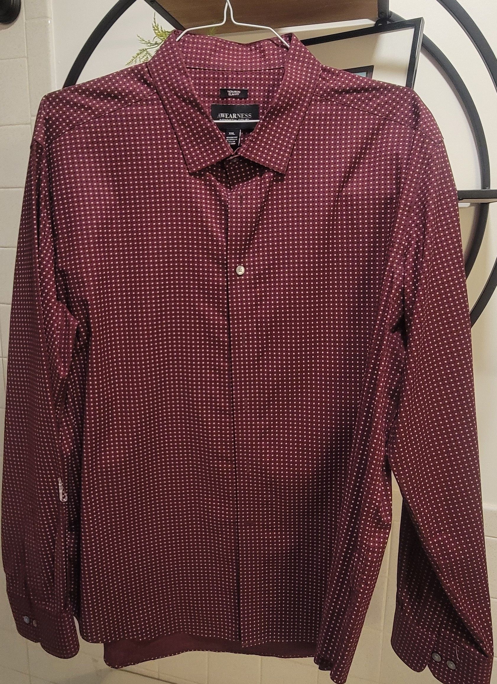 Kenneth Cole Awearness Kenneth Cole Burgundy Micro-Dot Slim Fit Size US XXL / EU 58 / 5 - 1 Preview