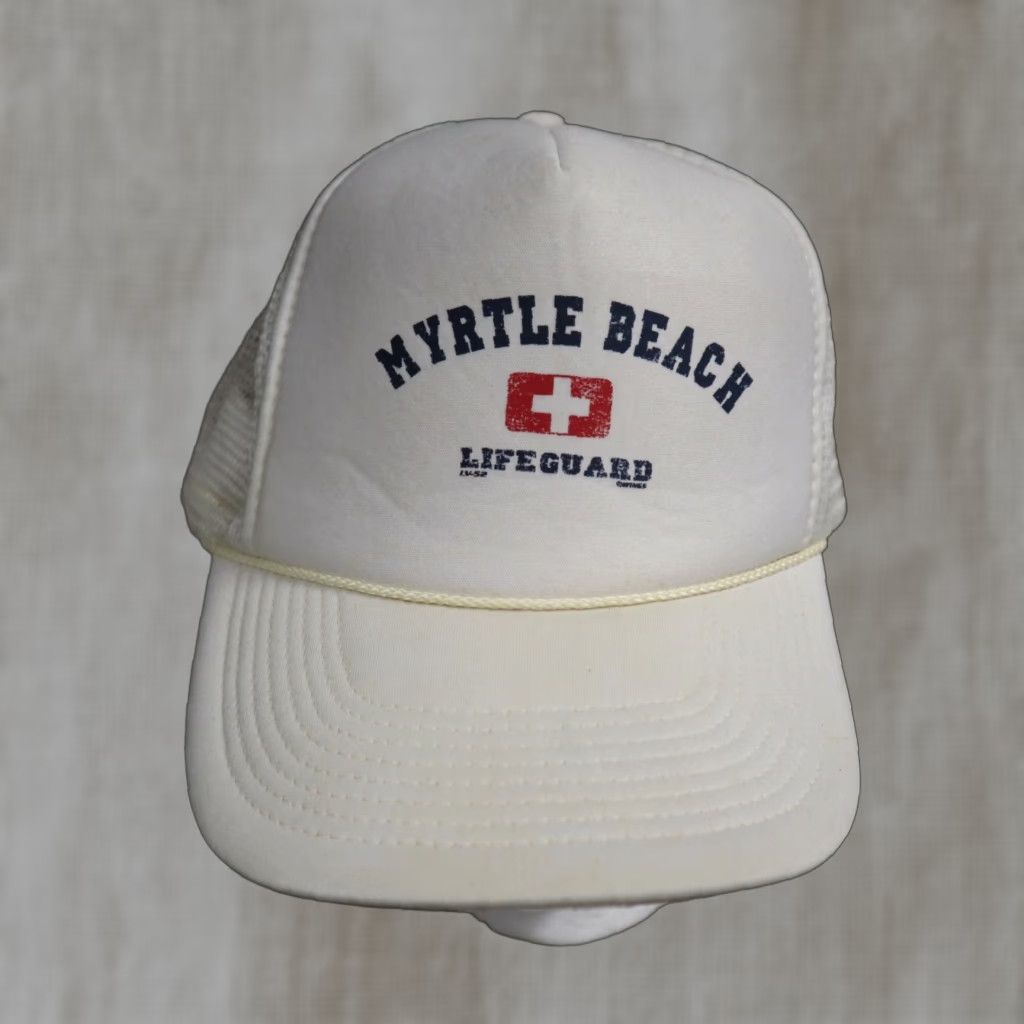 Vintage VINTAGE Myrtle Beach Baseball Cap Hat Men Adjustable White United States Lifeguard Featured Myrtle Beach Cap Size ONE SIZE - 1 Thumbnail