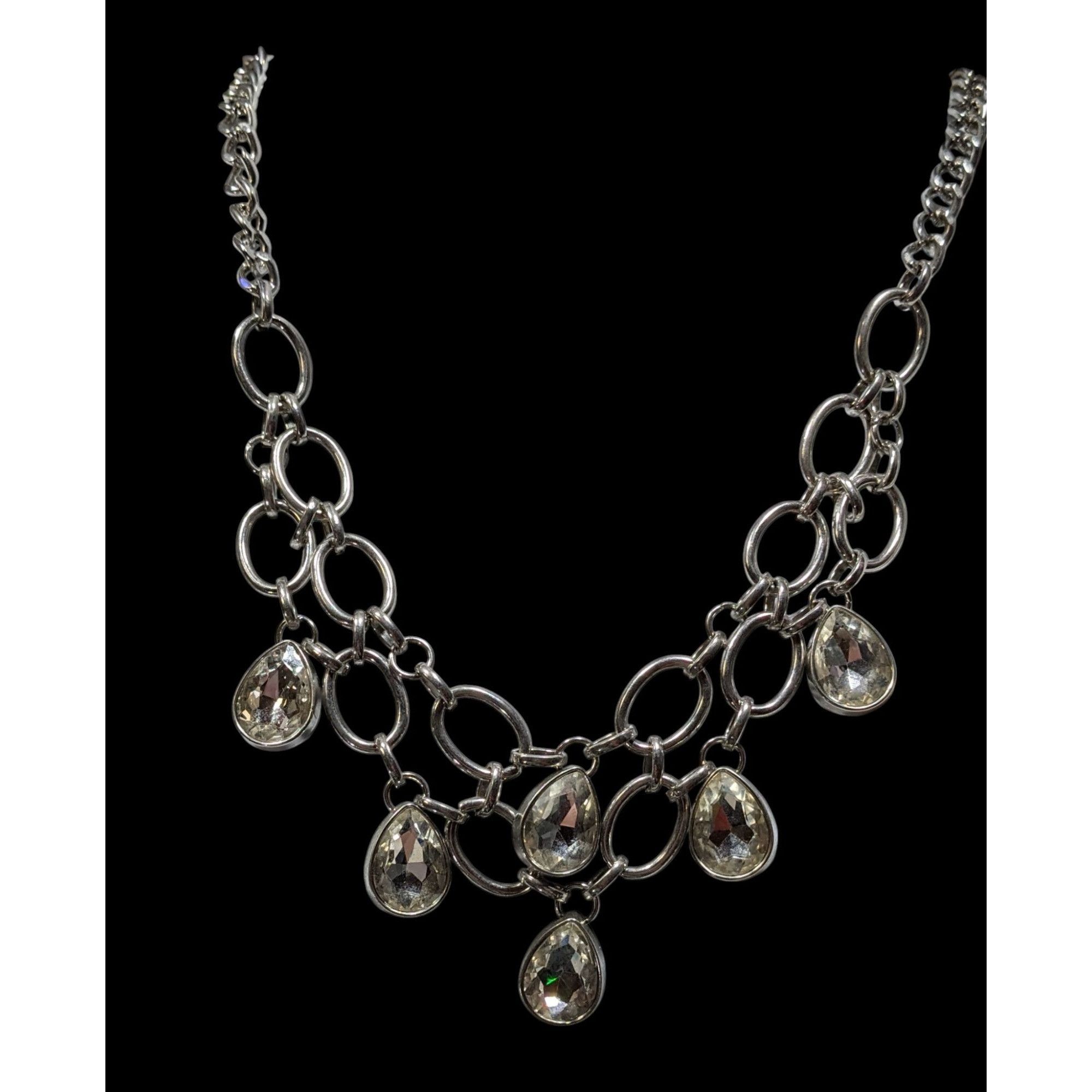 Other Paparazzi Silver Chain Necklace With Teardrop Crystal Pendan Size ONE SIZE - 2 Thumbnail