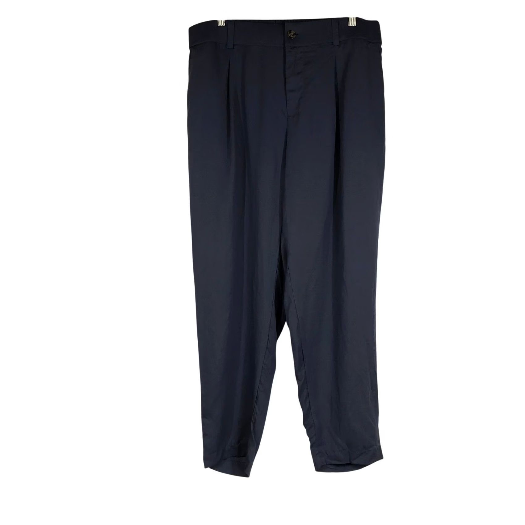 Torrid Torrid Womens 16W Slate Blue Lyocell Linen Blend Pleated Tapered Pants Size 38" / US 16 / IT 52 - 2 Thumbnail