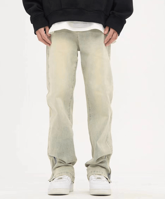 Japanese Brand × Jean Washed distressed American retro loose casual zipper jeans Size US 32 / EU 48 - 1 Thumbnail