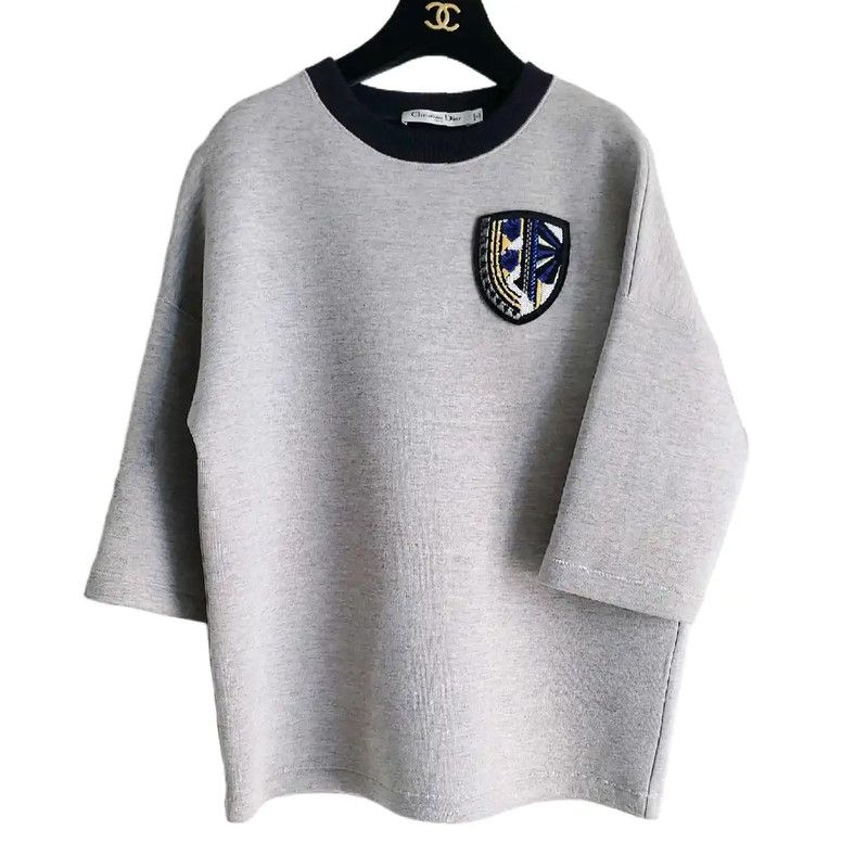Dior Dior Gray Cotton Short Sleeve Sweatshirt 0089 Size S / US 4 / IT 40 - 1 Thumbnail