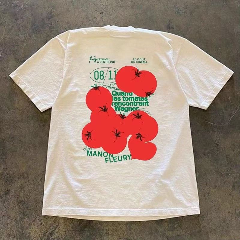 Japanese Brand × Vintage Tomato pattern white casual retro loose t-shirt Size US M / EU 48-50 / 2 - 1 Thumbnail