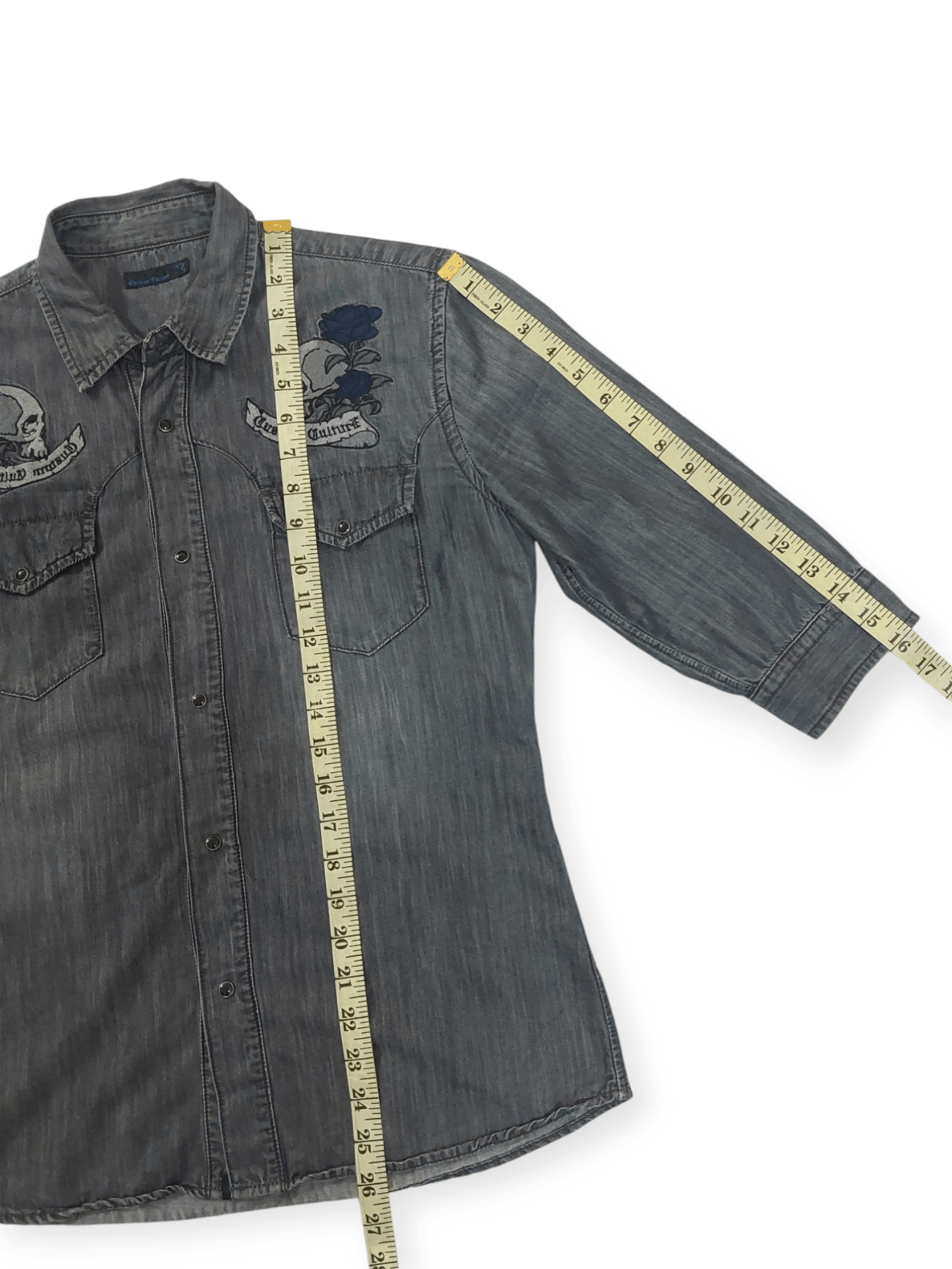 Designer Custom Culture Embroidery Skulls Head Button Ups Size US M / EU 48-50 / 2 - 11 Thumbnail