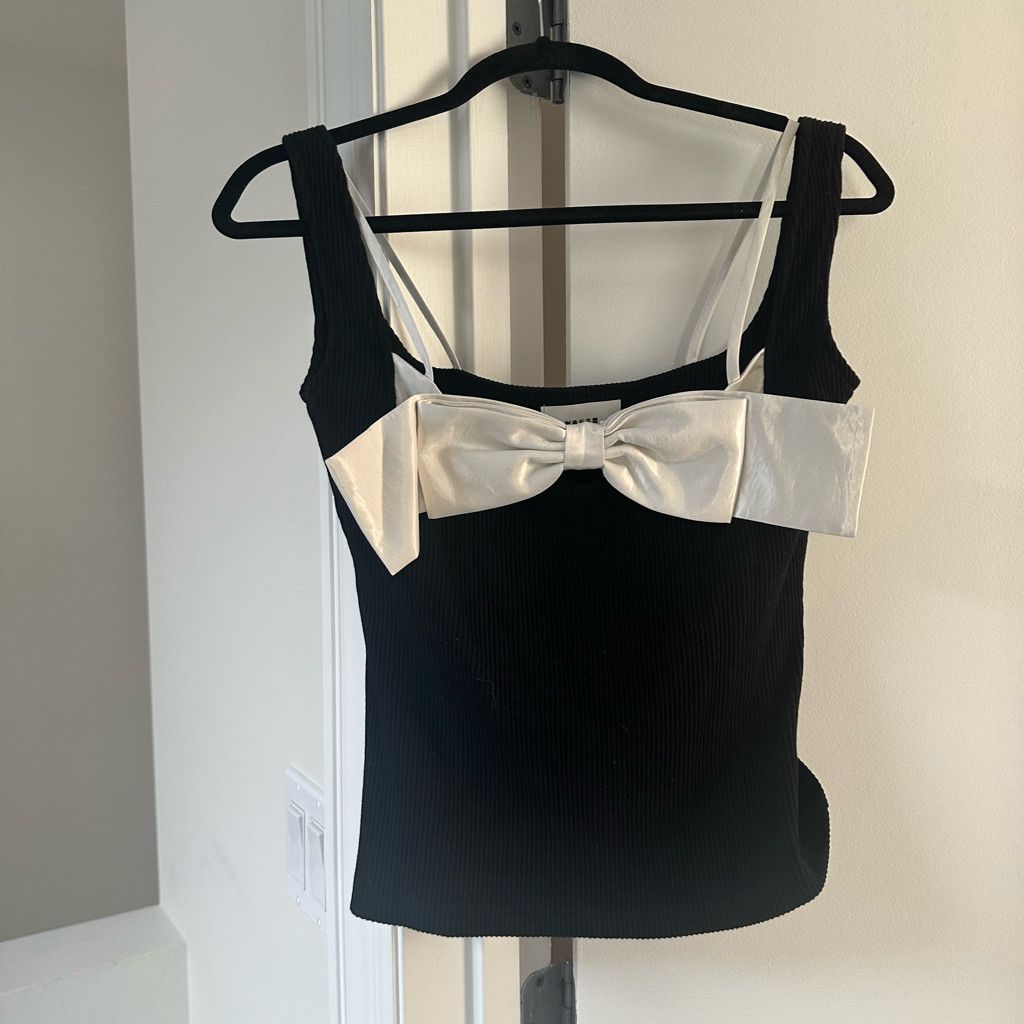 Zara 100% Cotton Satin Bow Tie Tank Top Size S / US 4 / IT 40 - 4 Thumbnail