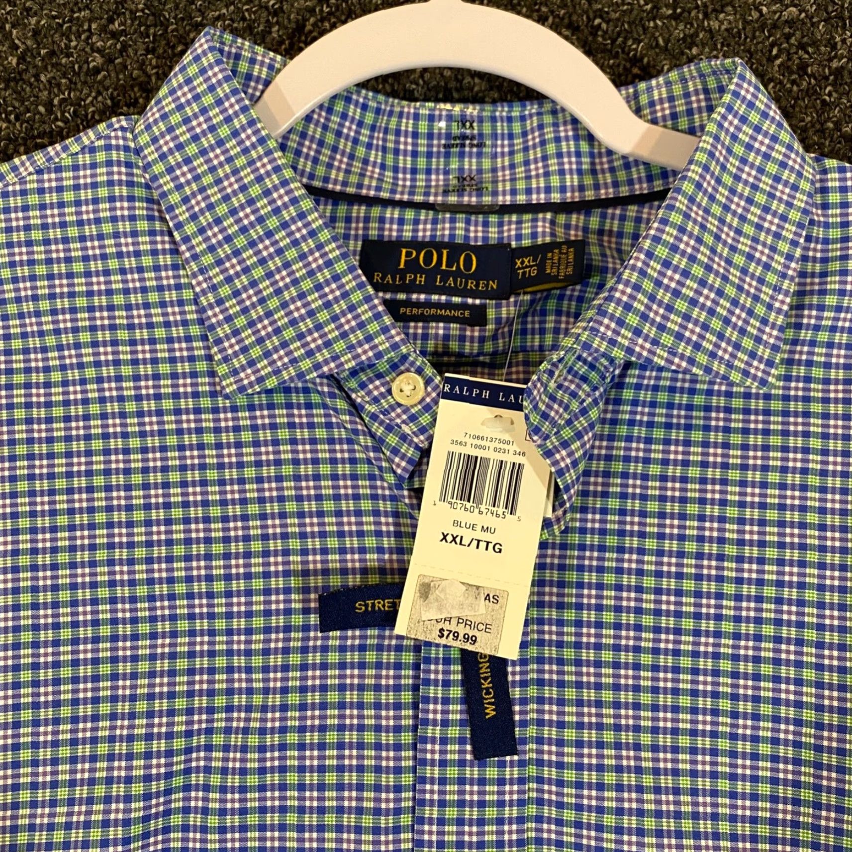 Polo Ralph Lauren Polo Ralph Lauren Performance Shirt Mens 2XL Blue Green Plaid Button Up L/S Size US XXL / EU 58 / 5 - 2 Thumbnail