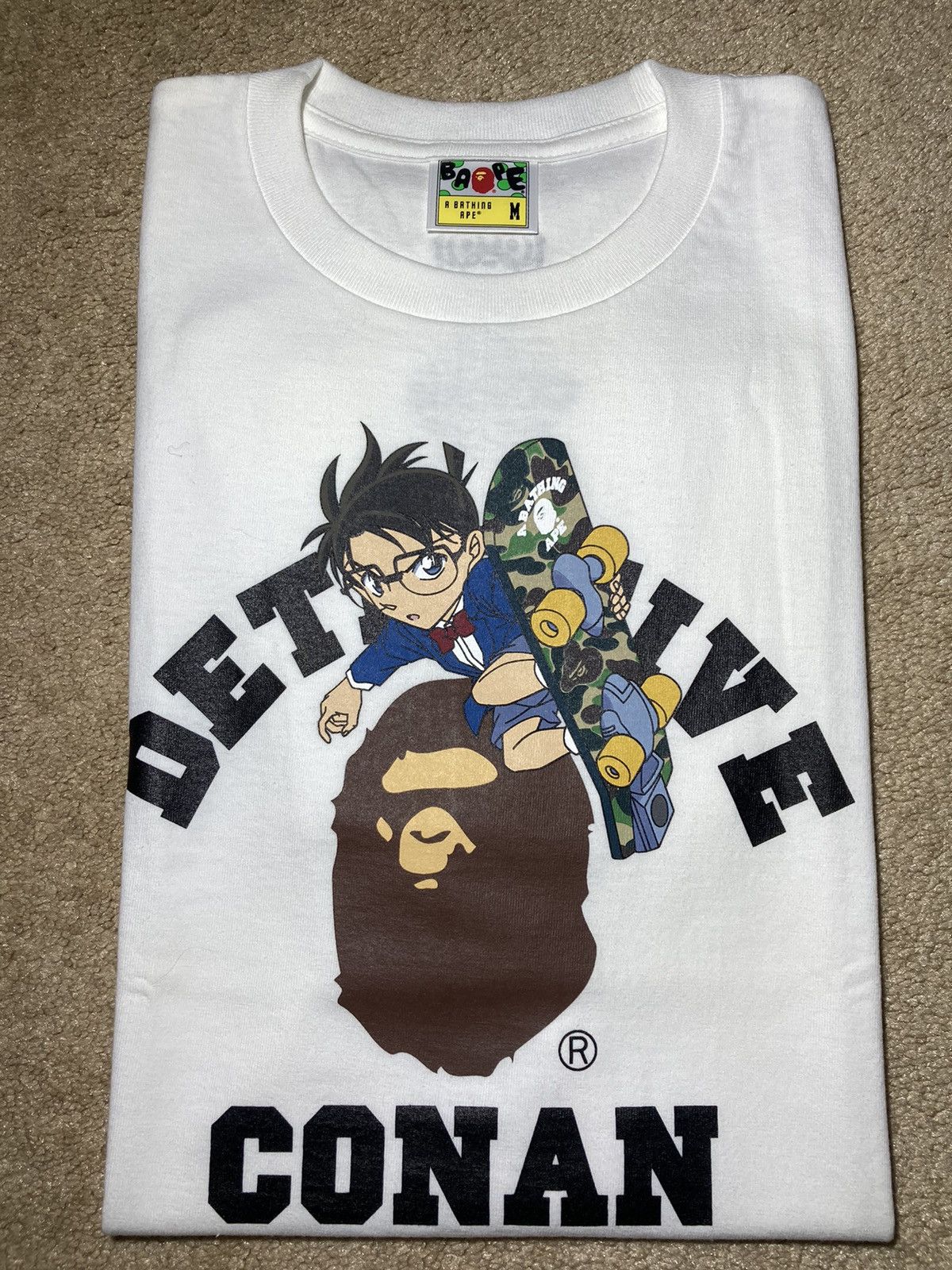 Bape BAPE x Detective Conan Baby Milo Skate Tee White Medium | Grailed