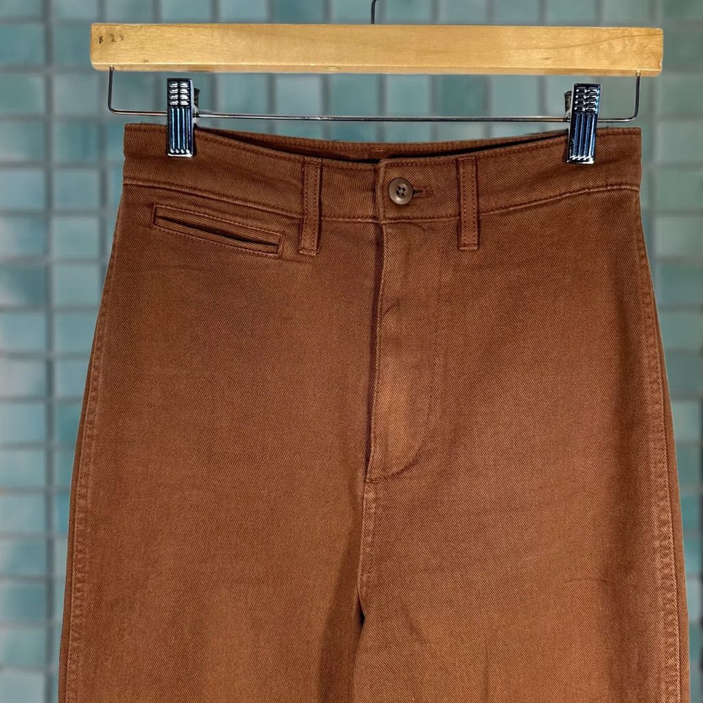 Quince VINTAGE? No - Quince Women Pants 25 Rust Brown High Waisted Wide Leg Crop Cotton Twill Size 42" / US 20 - 1 Thumbnail