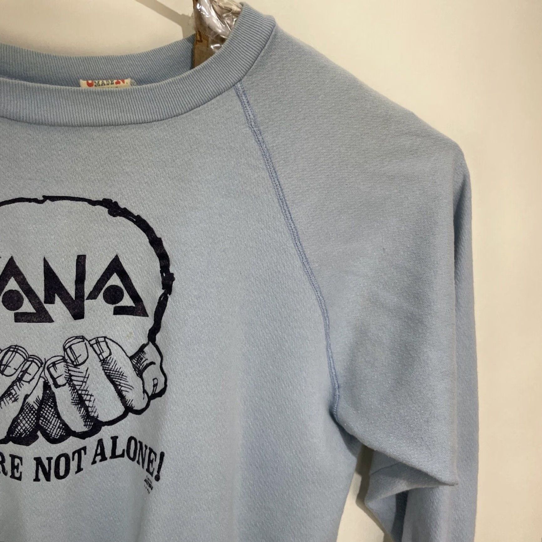 Vintage VINTAGE YANA You Are Not Alone Sweater Blue L Union Made Cotton Blend 1980s Grunge Mens Size US L / EU 52-54 / 3 - 5 Thumbnail