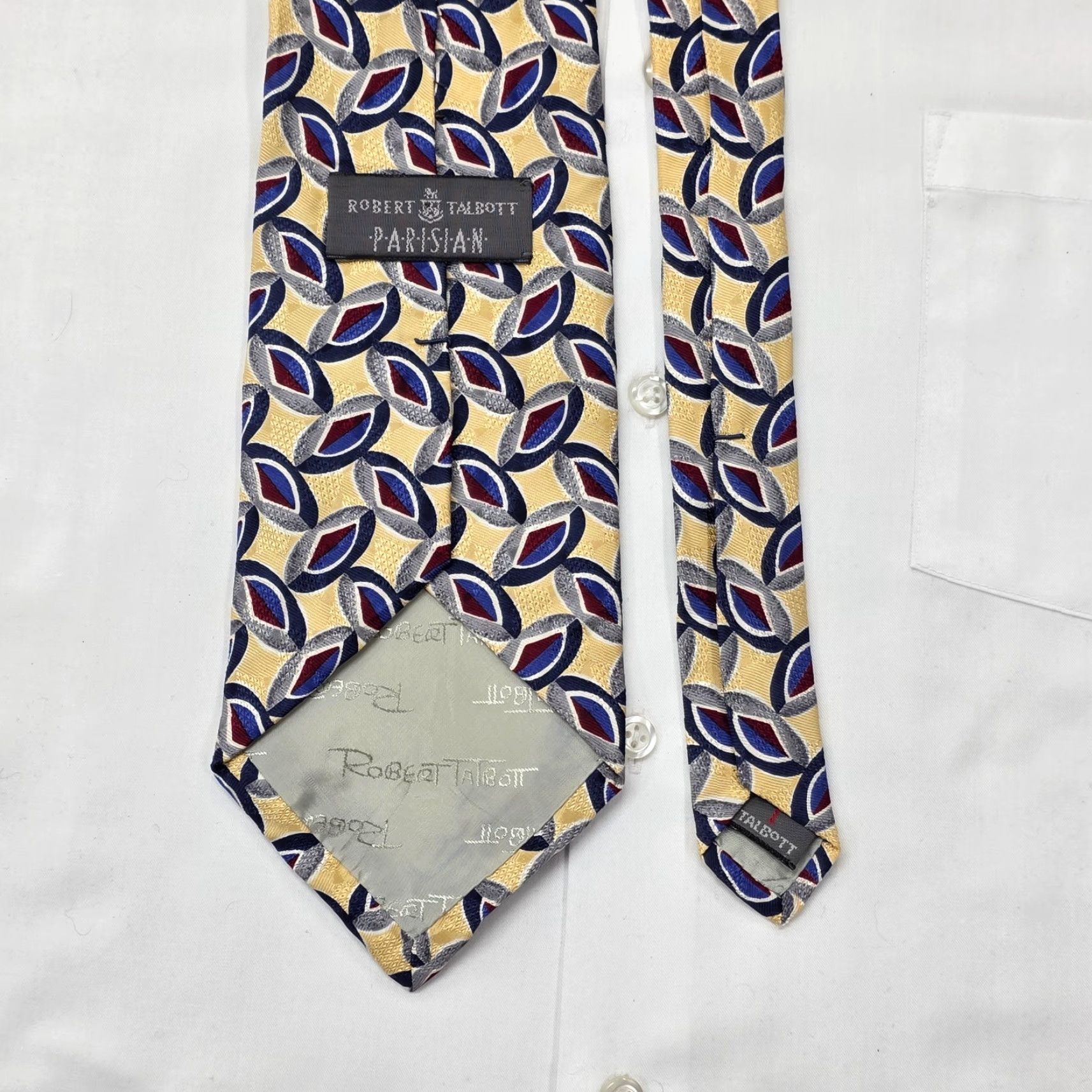 Robert Talbott Robert Talbott Necktie Mens Yellow Geometric Silk Tie Designer USA Size ONE SIZE - 3 Thumbnail