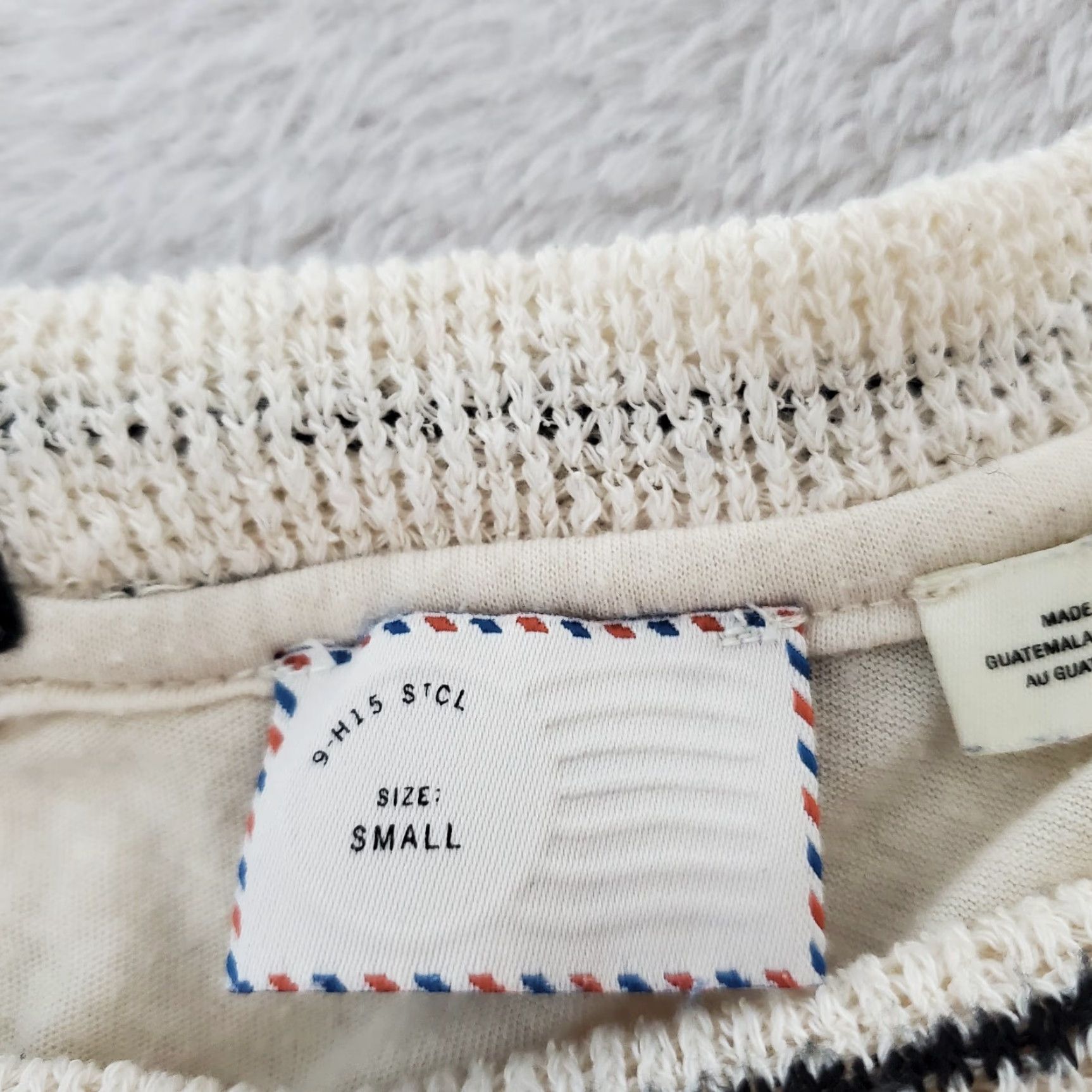 Anthropologie Anthropologie Postmark Top Women S Ivory Black Striped 3/4 Sleeve Tie Back Layered Knit Sweater Top Size S / US 4 / IT 40 - 3 Thumbnail