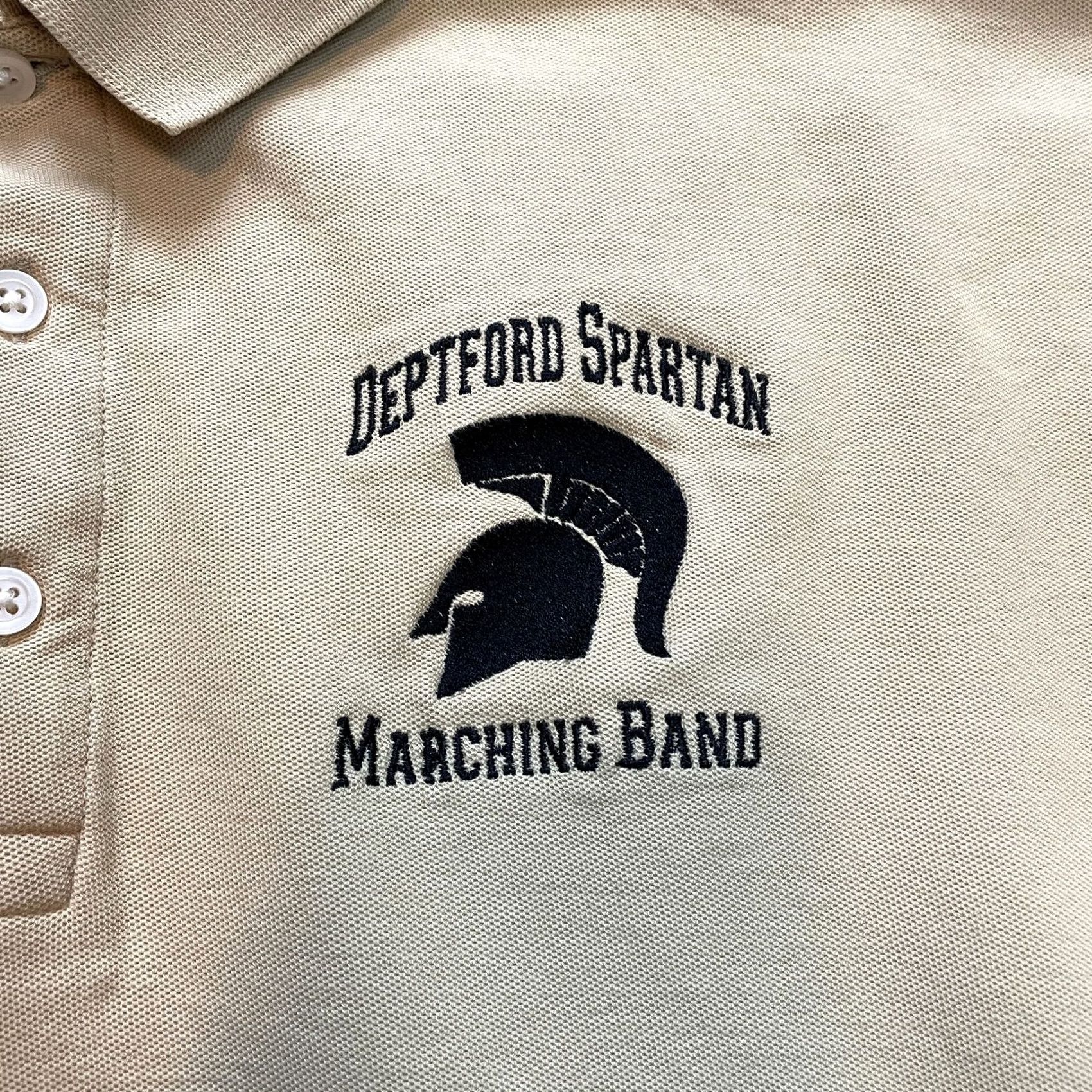 Vintage Devon & Jones Polo Shirt Mens Large Brown Beige Deptford Spartan Marching Band Shirt Knit Short Sleeve Casual Size US L / EU 52-54 / 3 - 3 Thumbnail