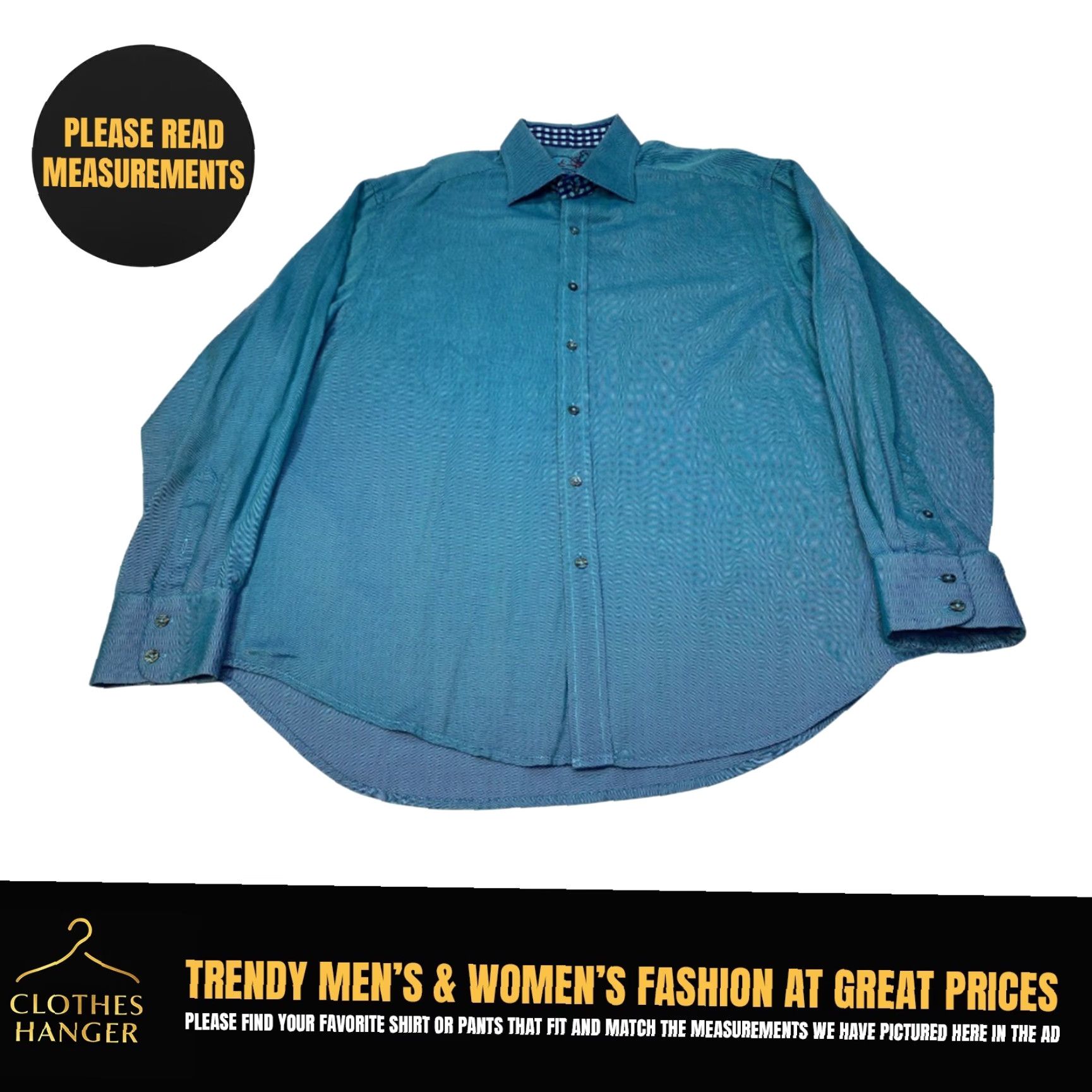 Robert Graham Robert Graham Button Down Shirt Men's 2XL Teal 100% Cotton 7298 Size US XXL / EU 58 / 5 - 2 Thumbnail
