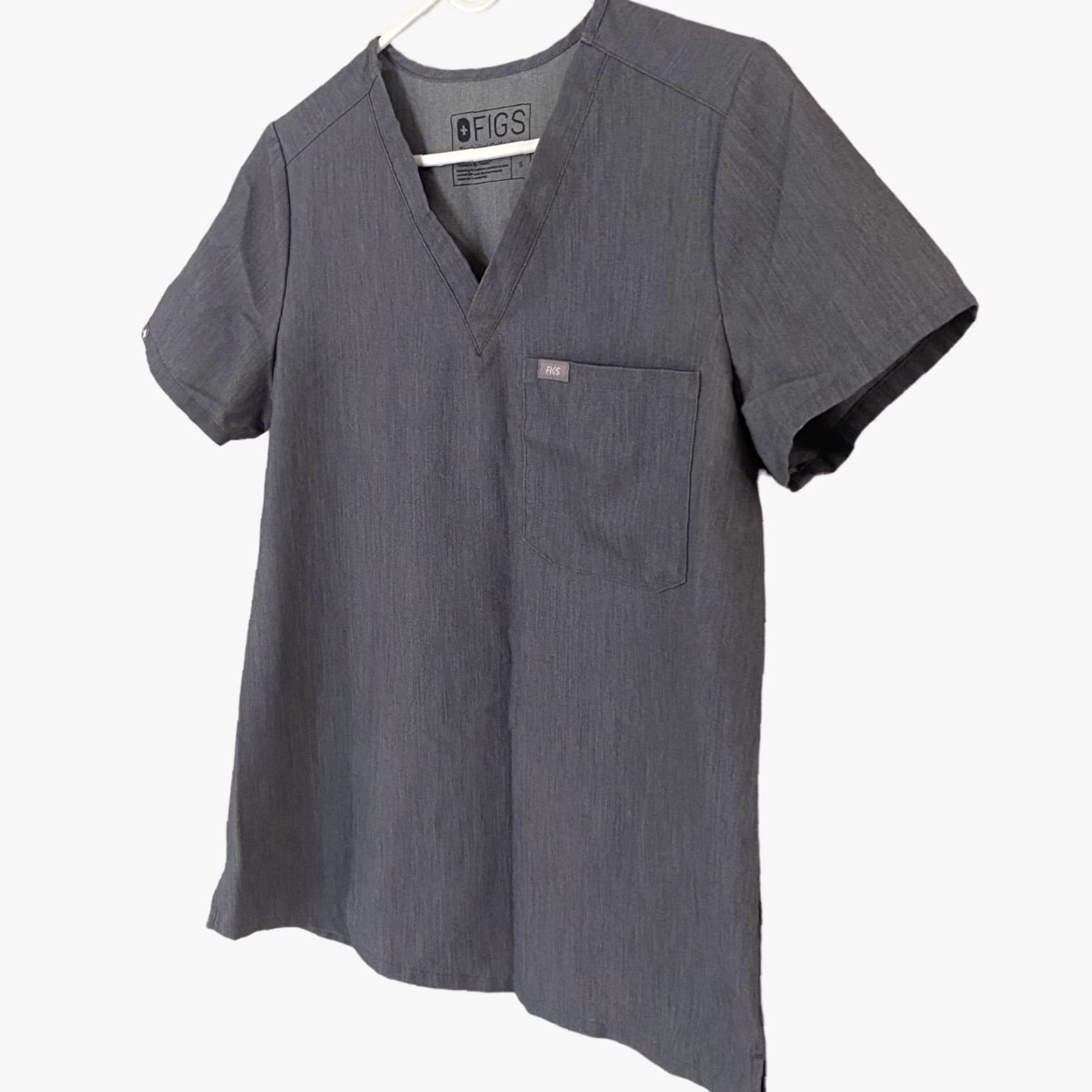 Vintage FIGS Caterina One-Pocket Scrub Top Women's Small Gray Stretch Short Sleeve Size S / US 4 / IT 40 - 2 Thumbnail