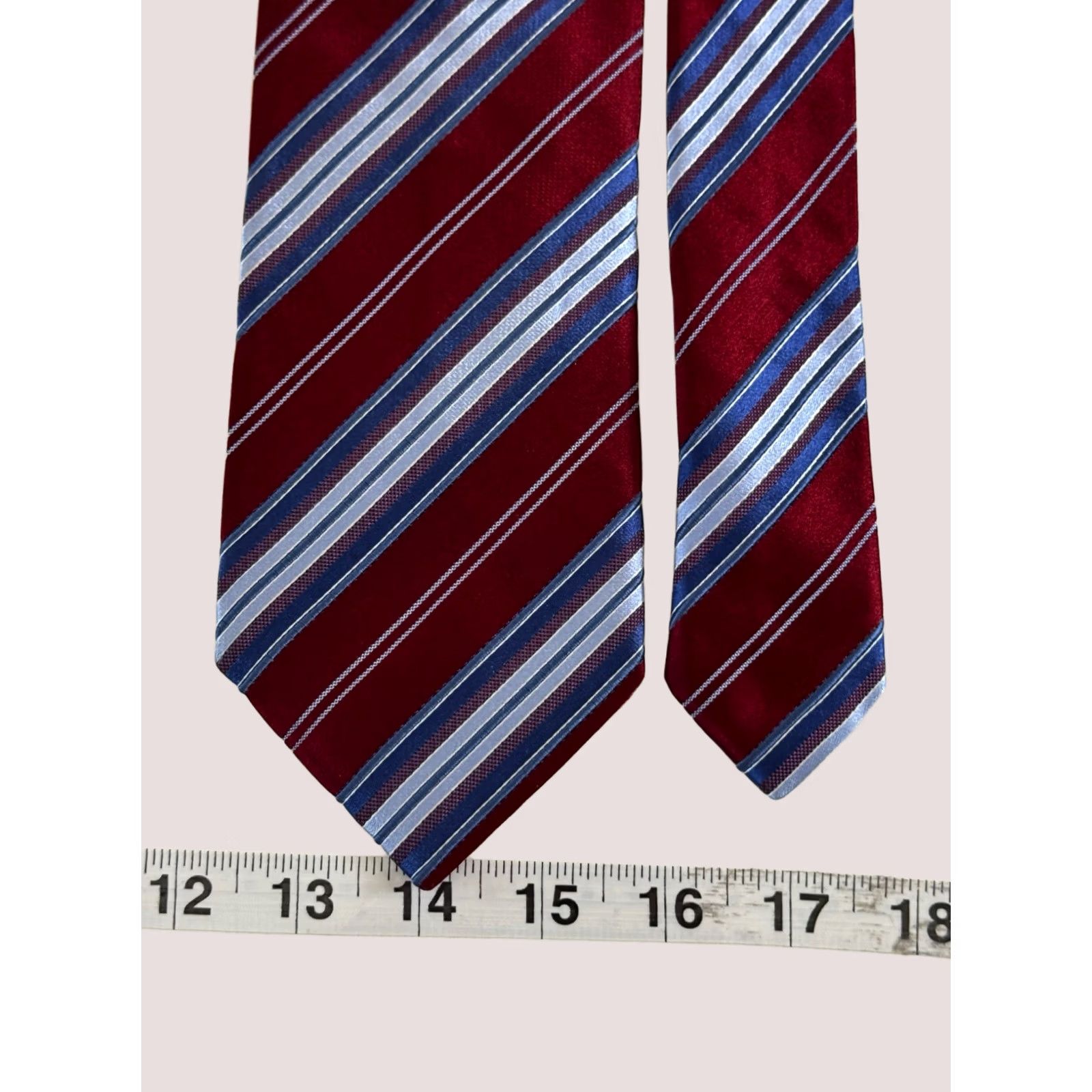 Vintage Zegna NECK TIE Red Blue Stripe Mens Designer Tie Size ONE SIZE - 1 Thumbnail