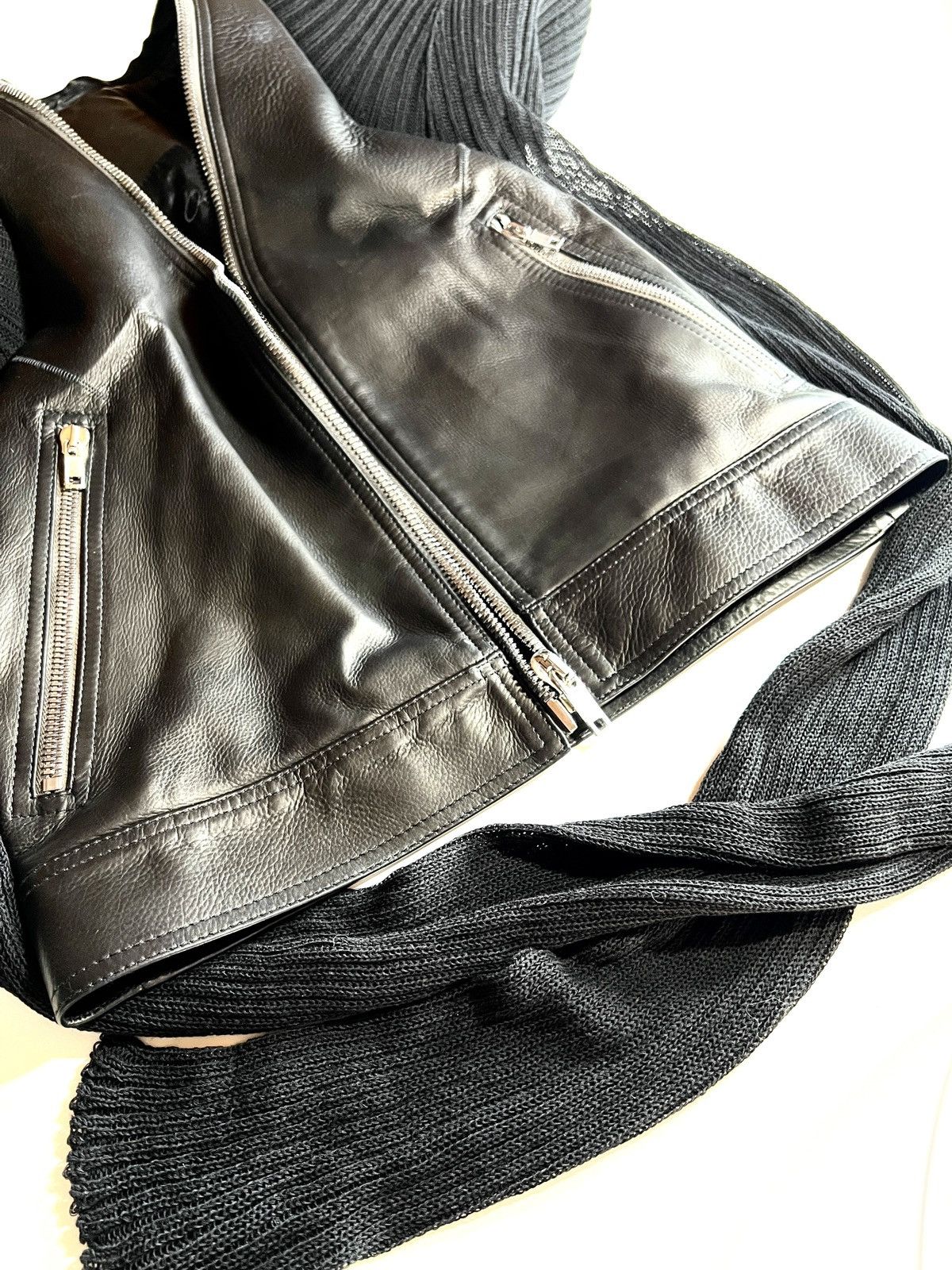 Rick Owens PHLEGETHON SS21 Calf leather Big shoulder Biker Jacket Size S / US 4 / IT 40 - 14 Thumbnail
