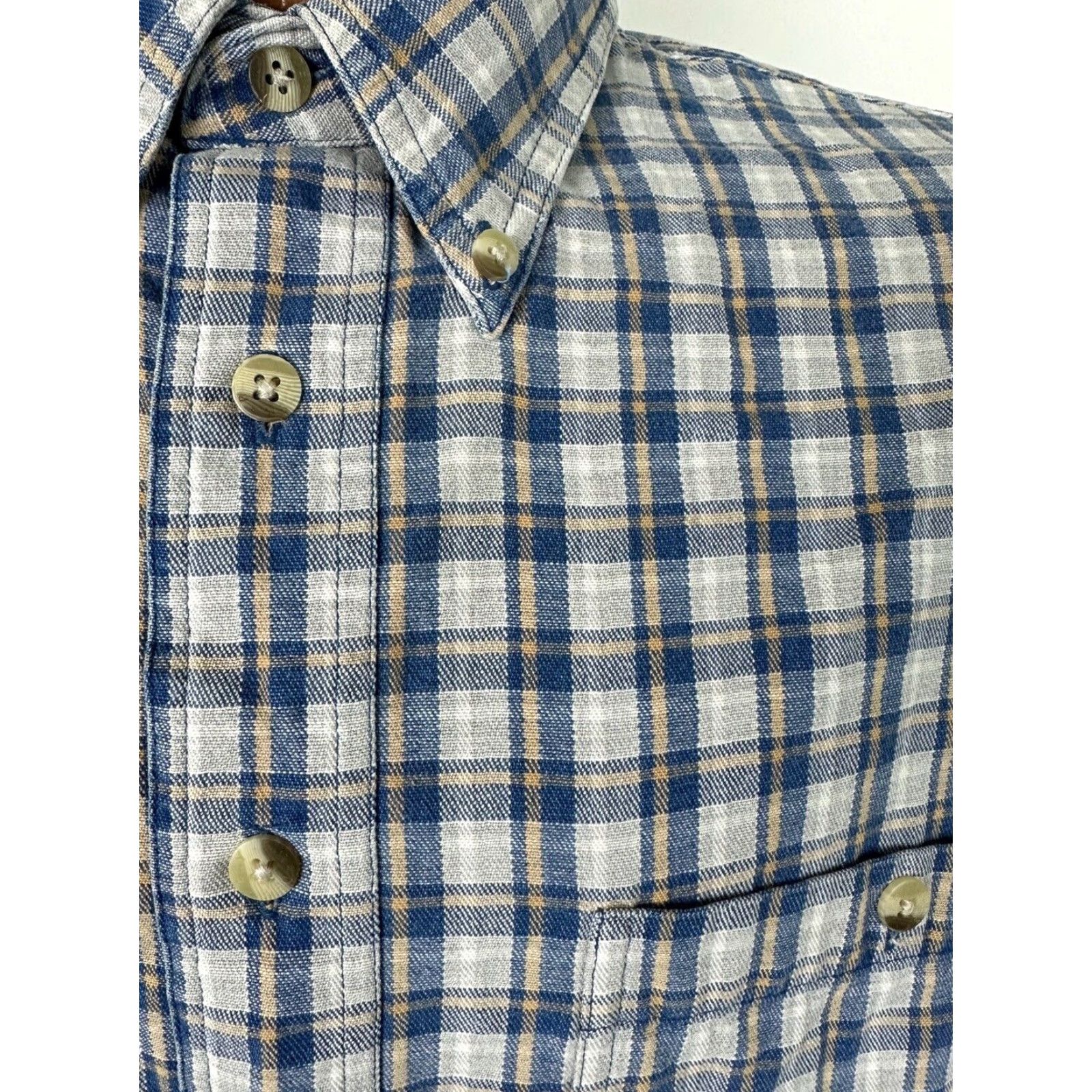 Vintage VINTAGE Trader Bay Oxford Shirt Men Large Gray Blue Plaid Button-Up Heavy Cotton Casual Size US L / EU 52-54 / 3 - 6 Thumbnail