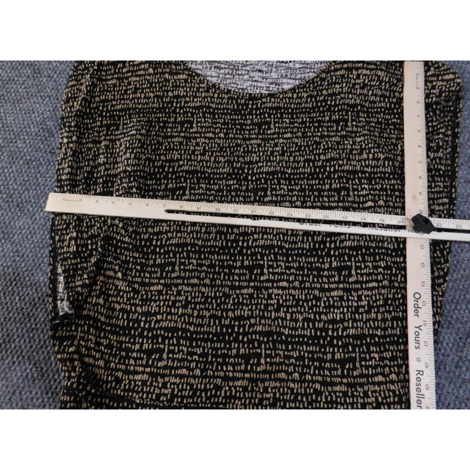 Loft VINTAGE LOFT Shirt Womens Medium Black Beige Abstract Print Boat Neck Dolman Size M / US 6-8 / IT 42-44 - 7 Thumbnail