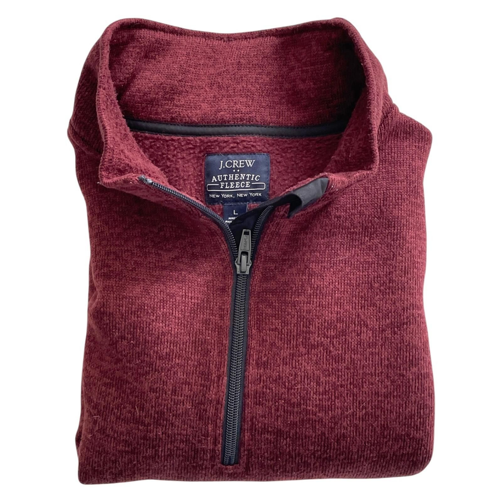 J.Crew J.Crew Fleece Half Zip Pullover Mens Large Maroon Sweater Size US L / EU 52-54 / 3 - 5 Thumbnail