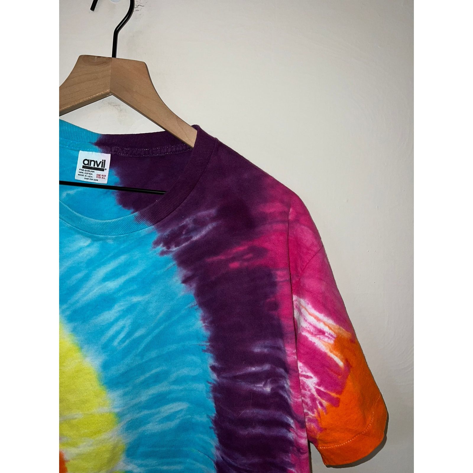 Anvil Womens Vintage Tie Dye Shirt Anvil Tee Crop Top VTG 90s OS Size L / US 10 / IT 46 - 2 Thumbnail