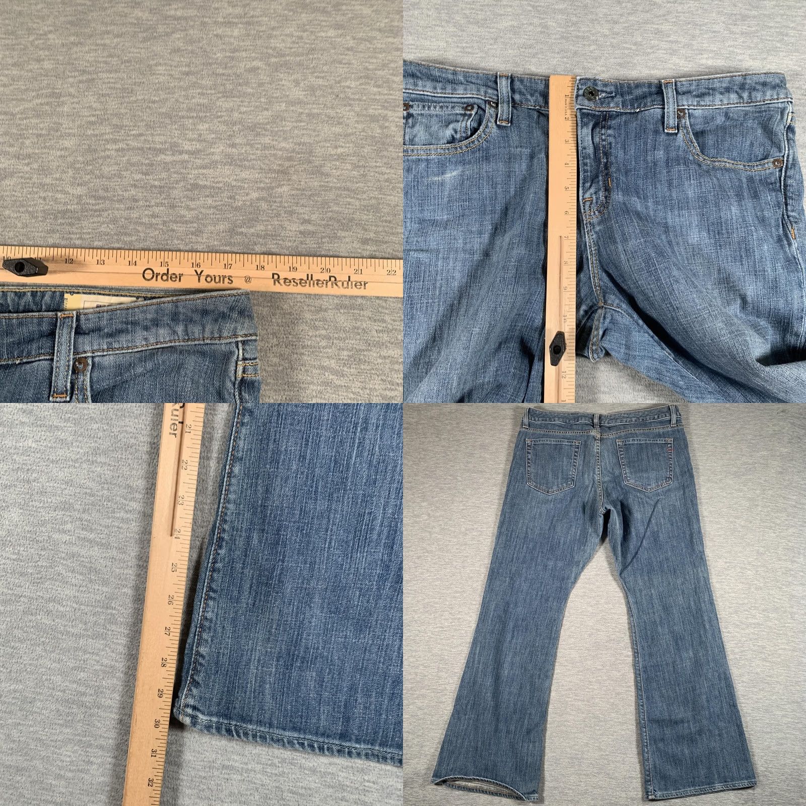 Gap Gap Jeans Womens 12 Blue Medium Wash Mid Rise Flare Stretch Denim Regular Fit Jeans Size 34" / US 12 / IT 48 - 8 Thumbnail