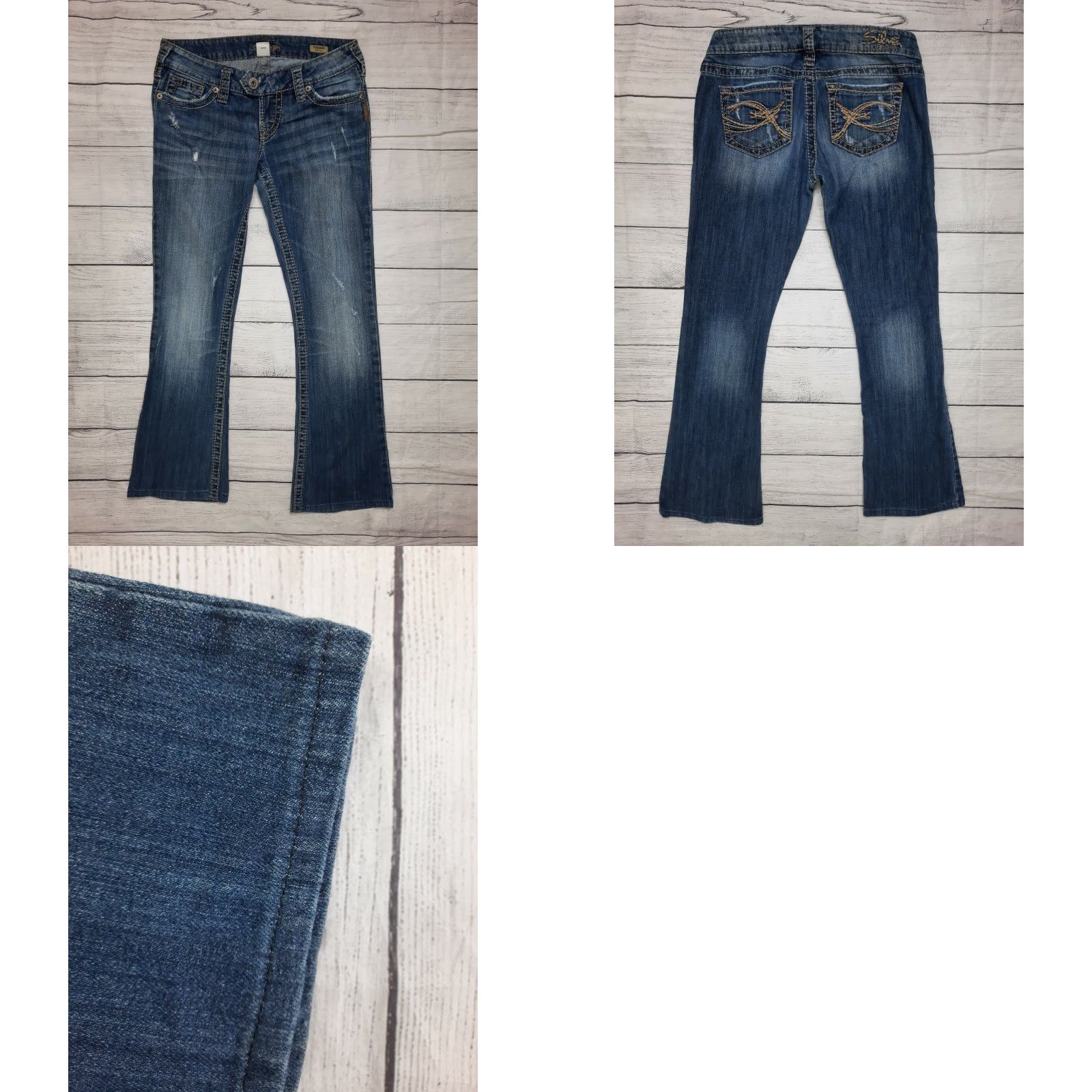 Silver Jeans Co. VINTAGE Silver Jeans Tuesday Slim Boot Stretch Jeans Women 26 28x28 Low Rise Blue Denim 5-Pocket Mens? Size 26" / US 2 / IT 38 - 8 Thumbnail