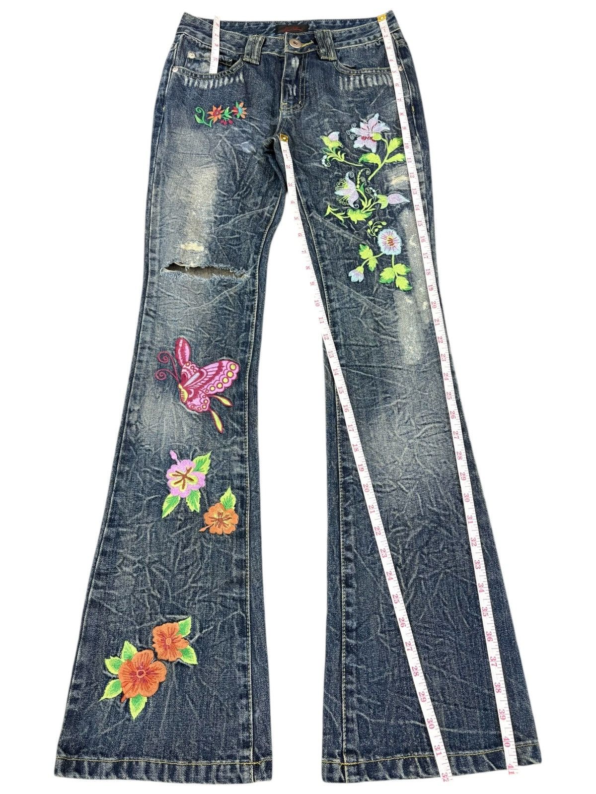 Japanese Brand Vintage Japanese Brand Mud Wash Embroidered Flare Jeans Size 26" / US 2 / IT 38 - 12 Thumbnail