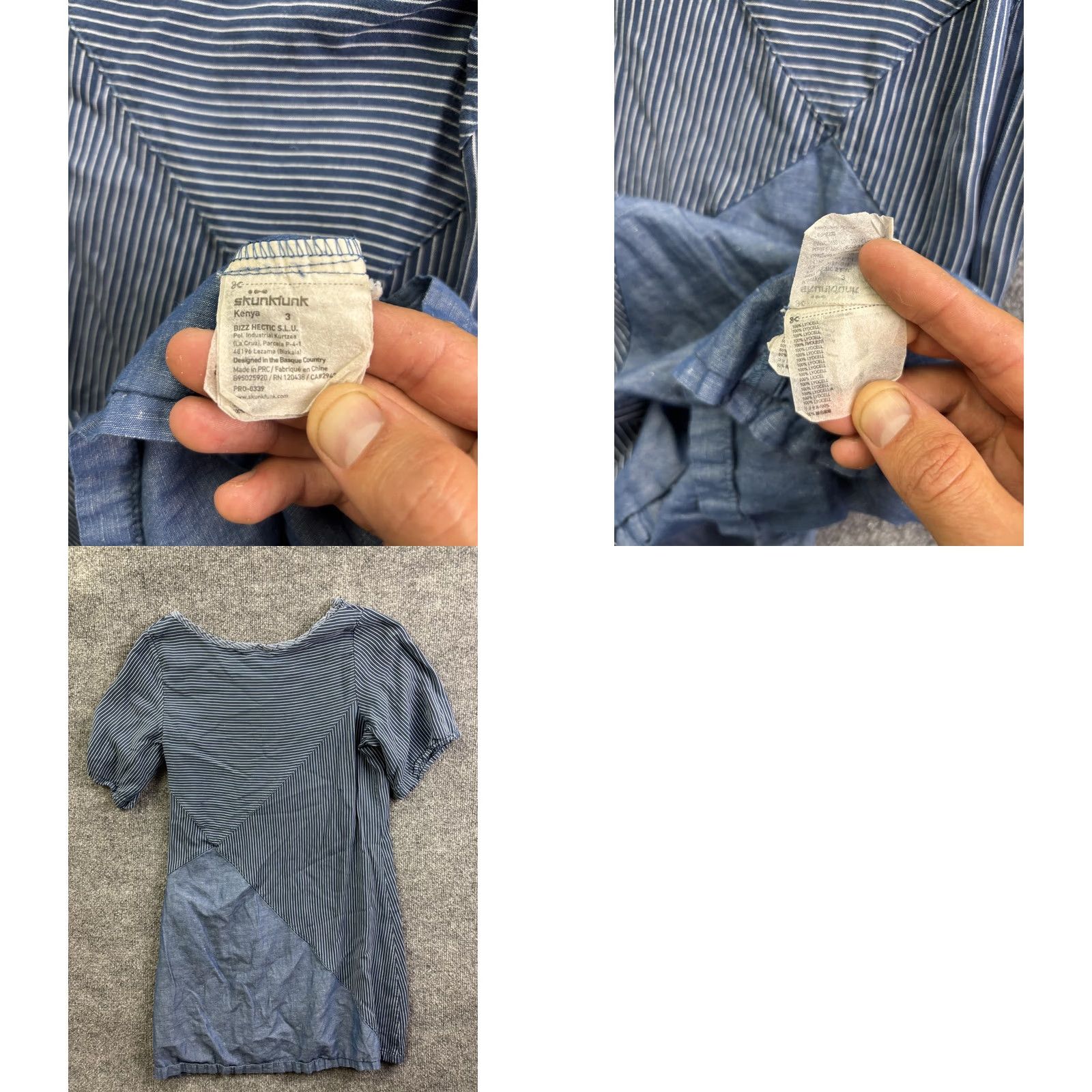 Vintage Skunkfunk Dress Womens 3 Blue Stripe Short Sleeve T Shirt Casual Lyocell Zip Dress Size XS / US 0-2 / IT 36-38 - 8 Thumbnail