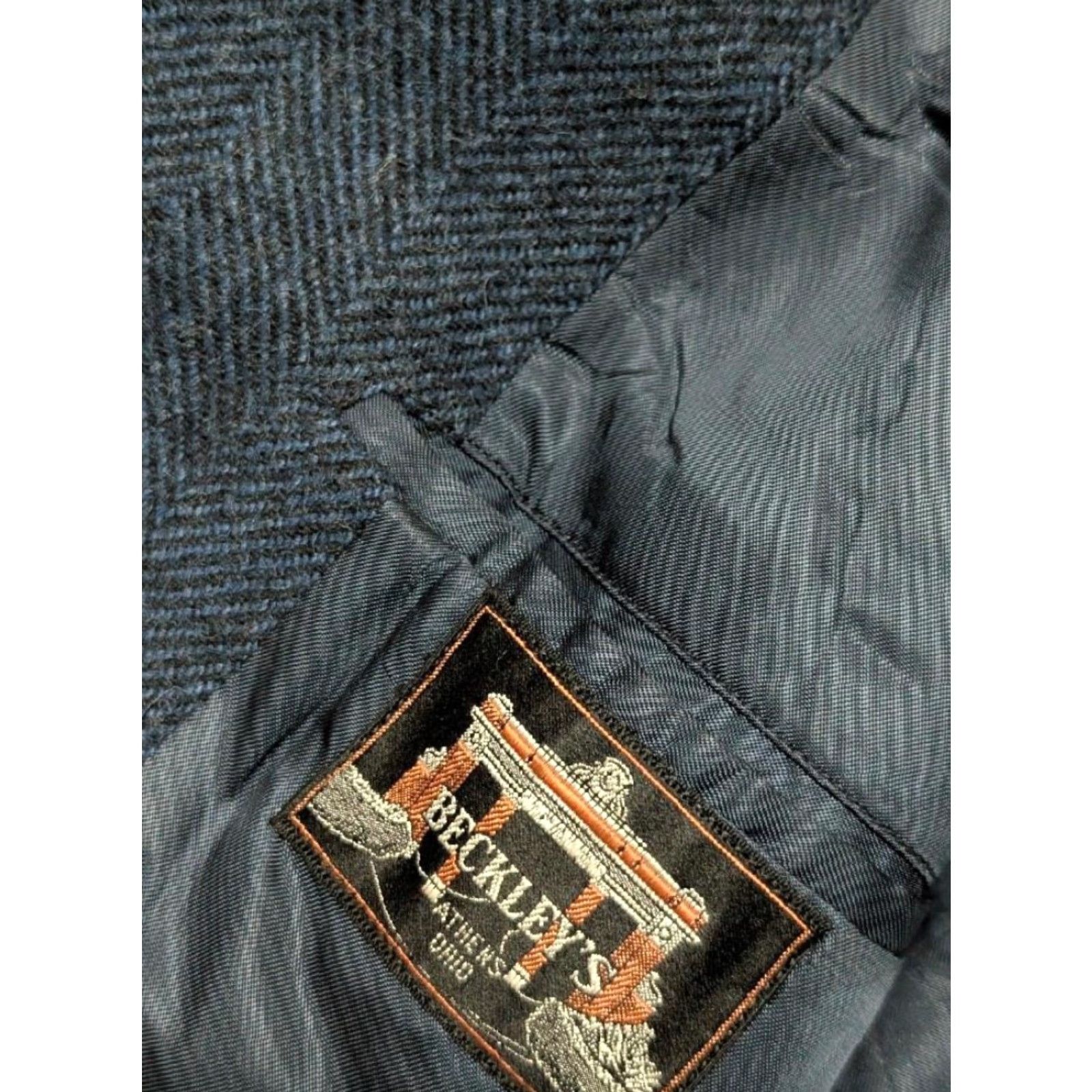 Vintage VINTAGE Curlee Overcoat Coat Mens 44R Blue Tweed Herringbone Donegal Irish Wool 1950s - (adjusted) Size US L / EU 52-54 / 3 - 4 Thumbnail