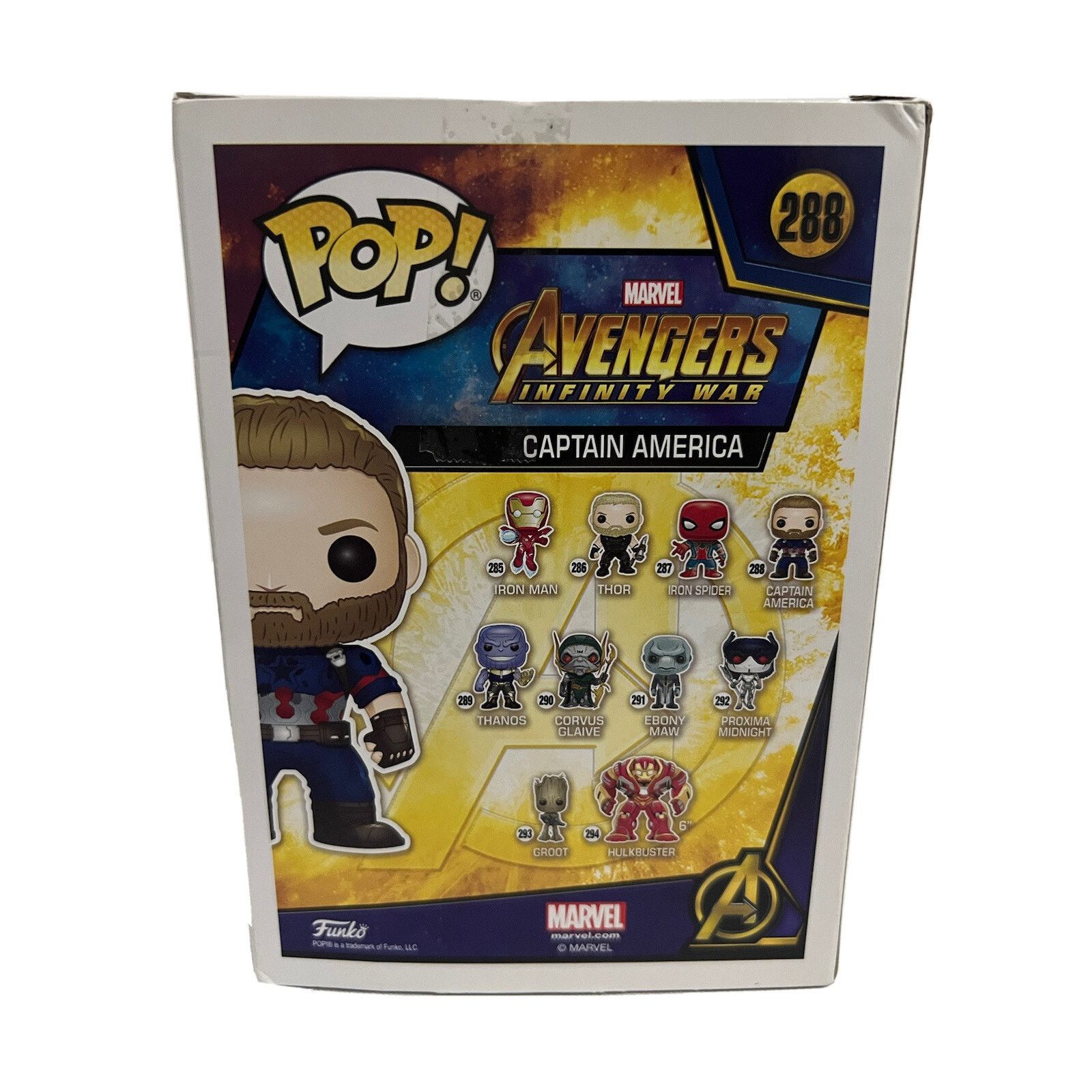 Marvel Comics Funko Pop Marvel #288 Avengers Infinity War Captain America Size ONE SIZE - 3 Thumbnail