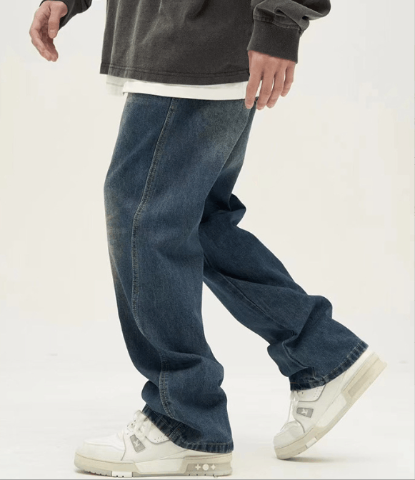 Japanese Brand Retro trend washed dark blue loose casual jeans y2k Size US 34 / EU 50 - 5 Thumbnail