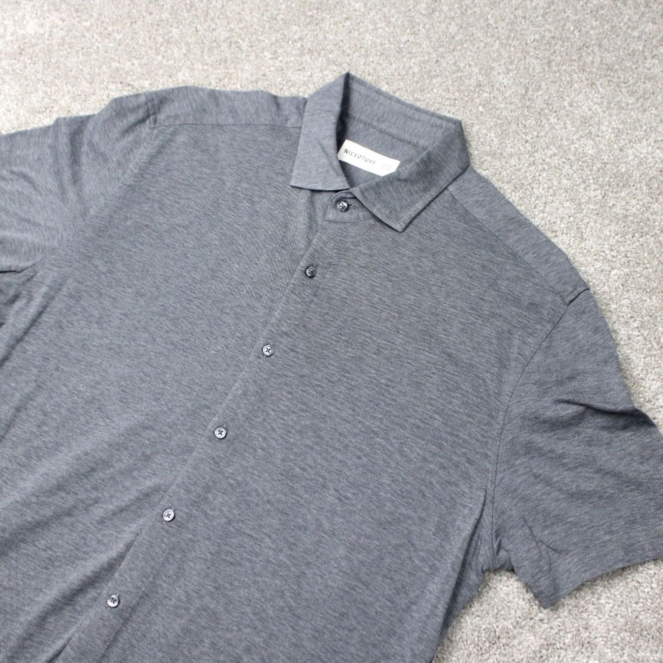 Vintage Nice Stuff Shirt Mens XL Gray 100% Cotton Short Sleeve Button Up Casual Preppy Size US XL / EU 56 / 4 - 3 Thumbnail
