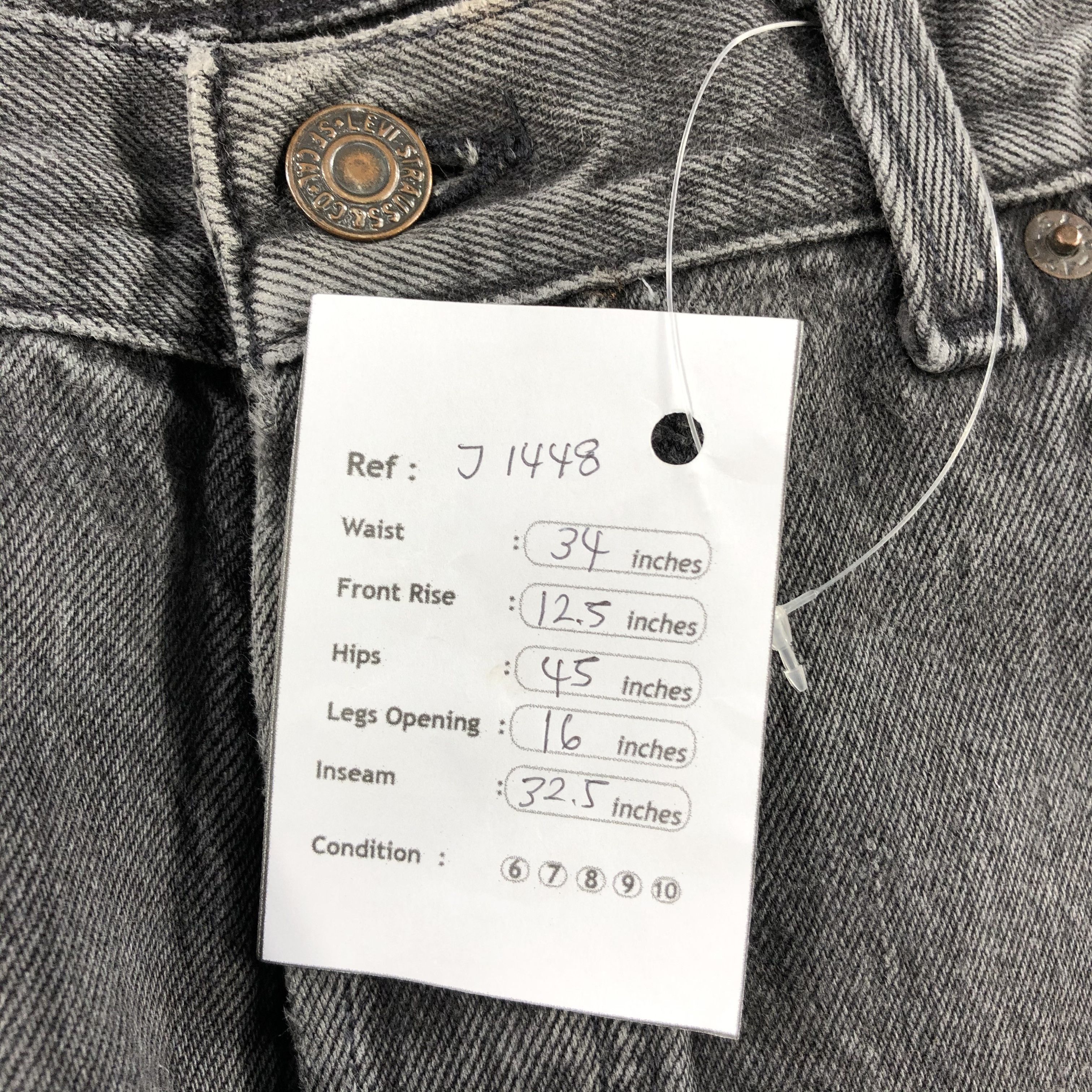 Levi's 90s Vintage Faded Black Levis 501 Jeans-J1448 Size US 34 / EU 50 - 16 Thumbnail