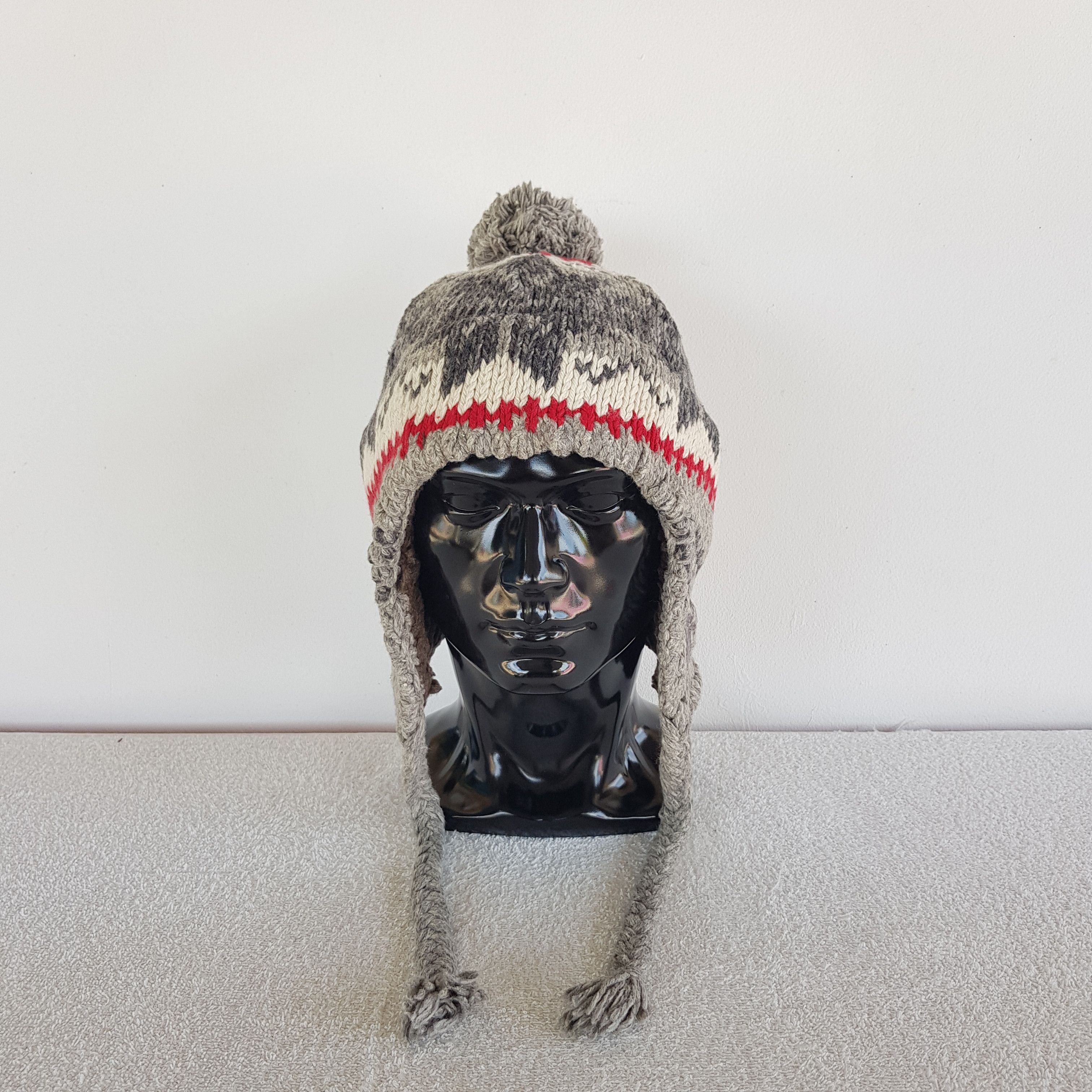 Abercrombie & Fitch Vintage Aztec Navajo Psychedelic Earflap Beanie Pom Ski Hats Size ONE SIZE - 2 Thumbnail