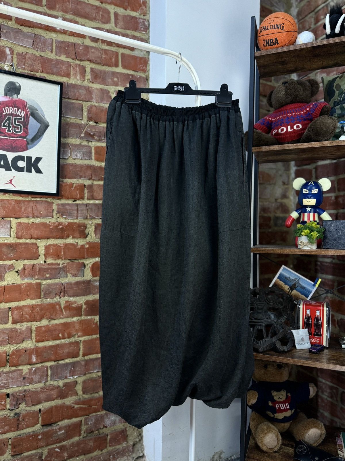 Designer × Vintage CHRISTA DE CAROUGE Avant Garde Vintage Linen Skirt Pockets Size 34" / US 12 / IT 48 - 6 Thumbnail