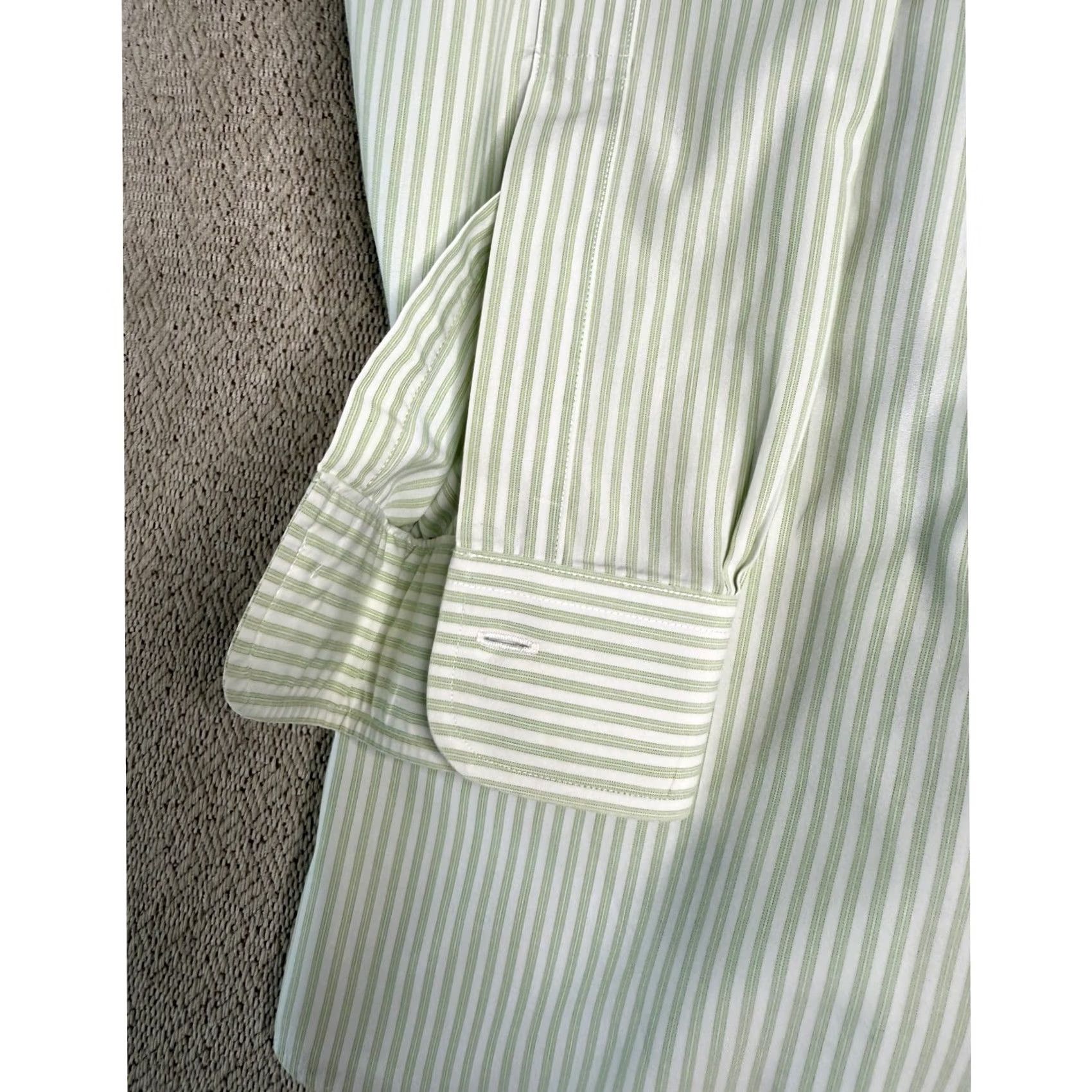 Brooks Brothers Brooks Brothers Mens Dress Shirt Button-Down Green Striped Traditional Fit 17.5-33 Long Sleeve Cotton Casual Business Mens 17.5 in Neck Size Slim? Size US XXL / EU 58 / 5 - 4 Thumbnail