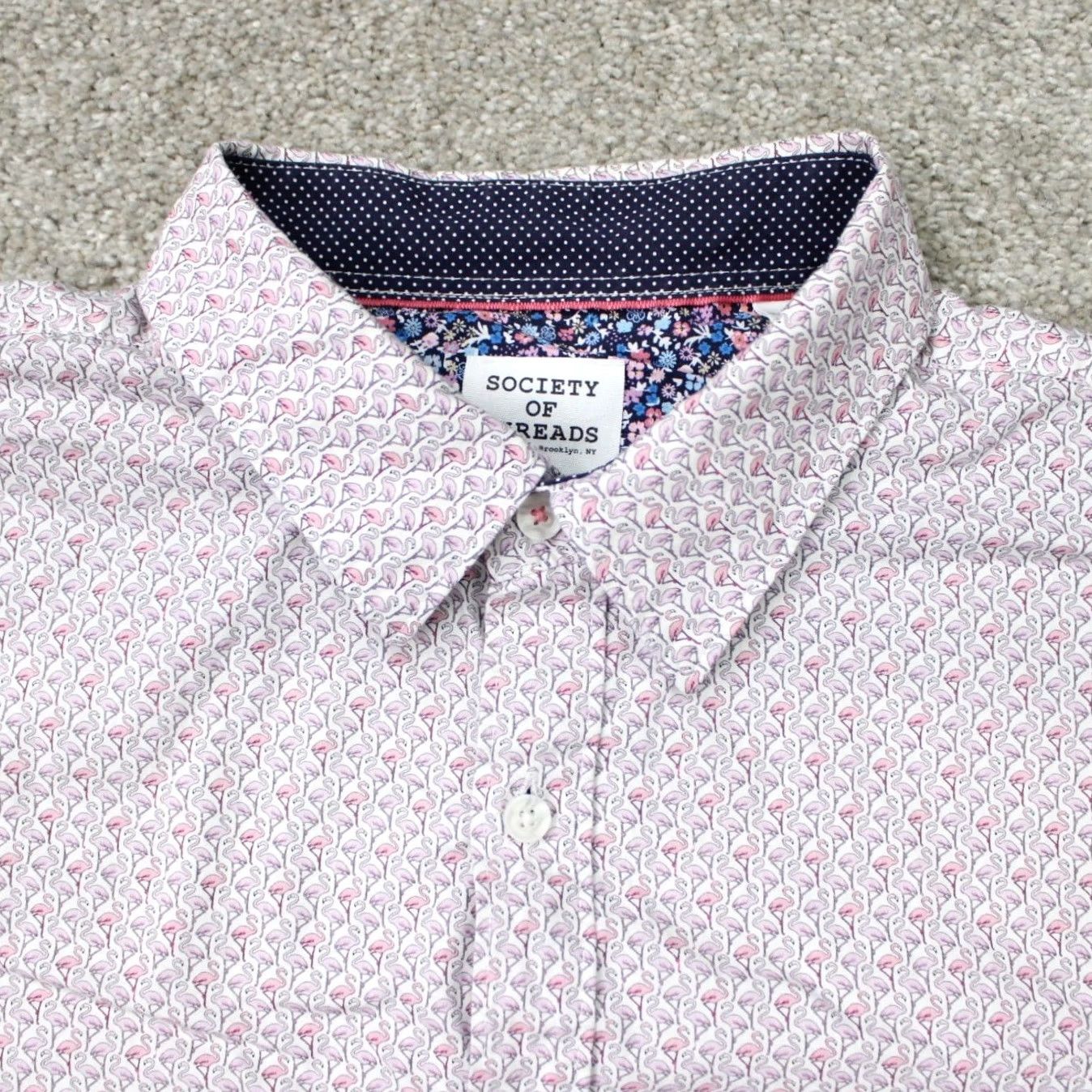 Gloverall Society of Threads Shirt Mens XL Pink Flamingos All Over Print S/S Button-Up Casual Vintage: No Graphic Print Size US XL / EU 56 / 4 - 6 Thumbnail