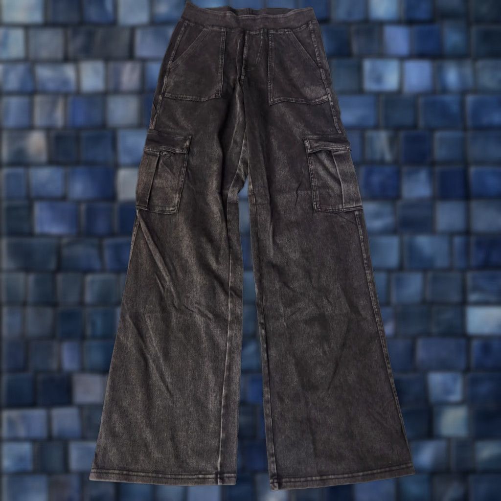 Vintage Halara Pants Cargo Jeans Denim Pant Women S Black Pockets Elastic Waist Straight Leg Mid Rise Size 28" / US 6 / IT 42 - 1 Thumbnail