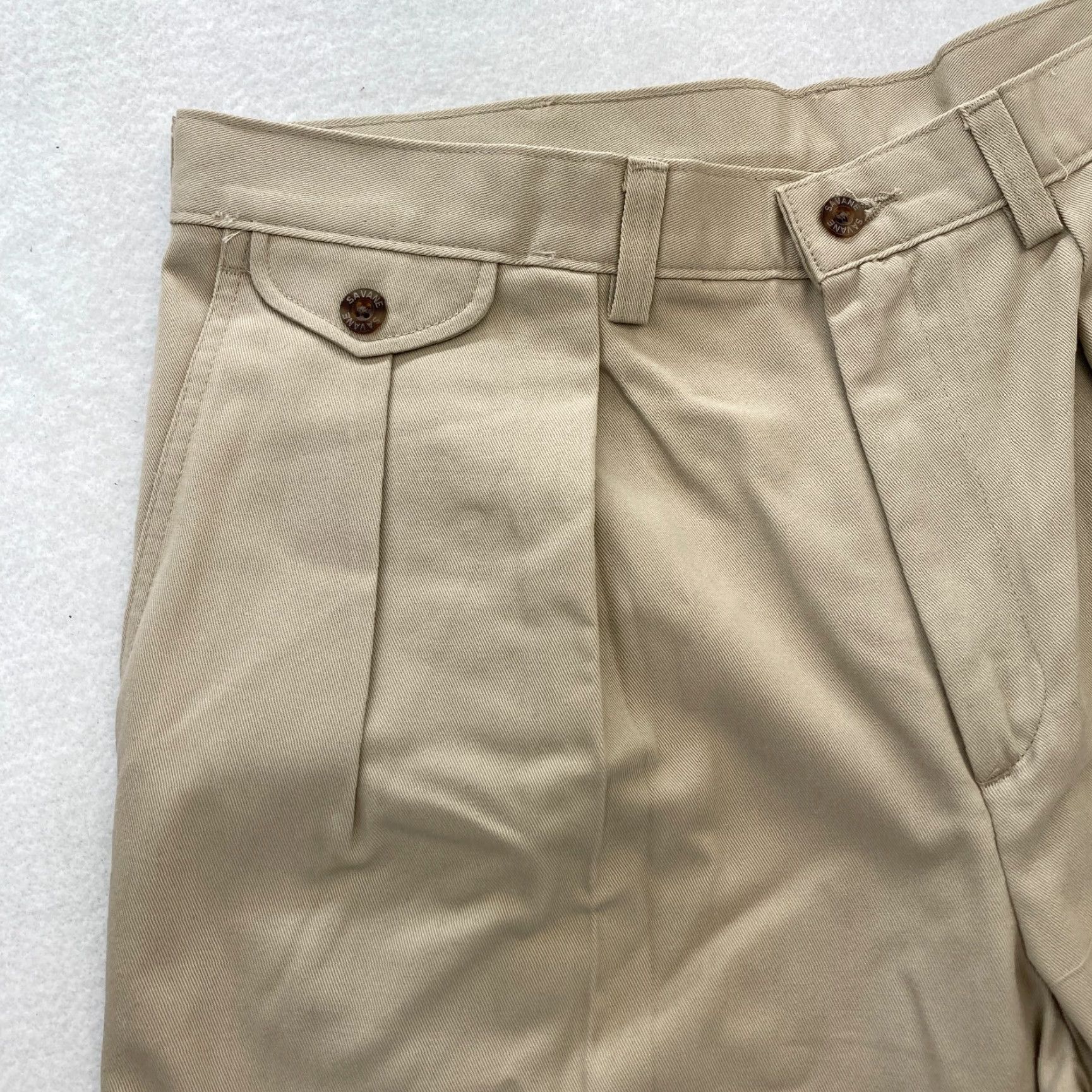 Savane Savane Khaki Pants Mens 36x29 Beige Pleated Classic Tapered Leg Wrinkle Resist Pants Size US 36 / EU 52 - 3 Thumbnail