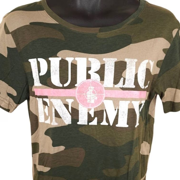 Pinko VINTAGE Public Enemy Shirt Womens Small Green Pink Fight The Power Camouflage Size S / US 4 / IT 40 - 2 Thumbnail