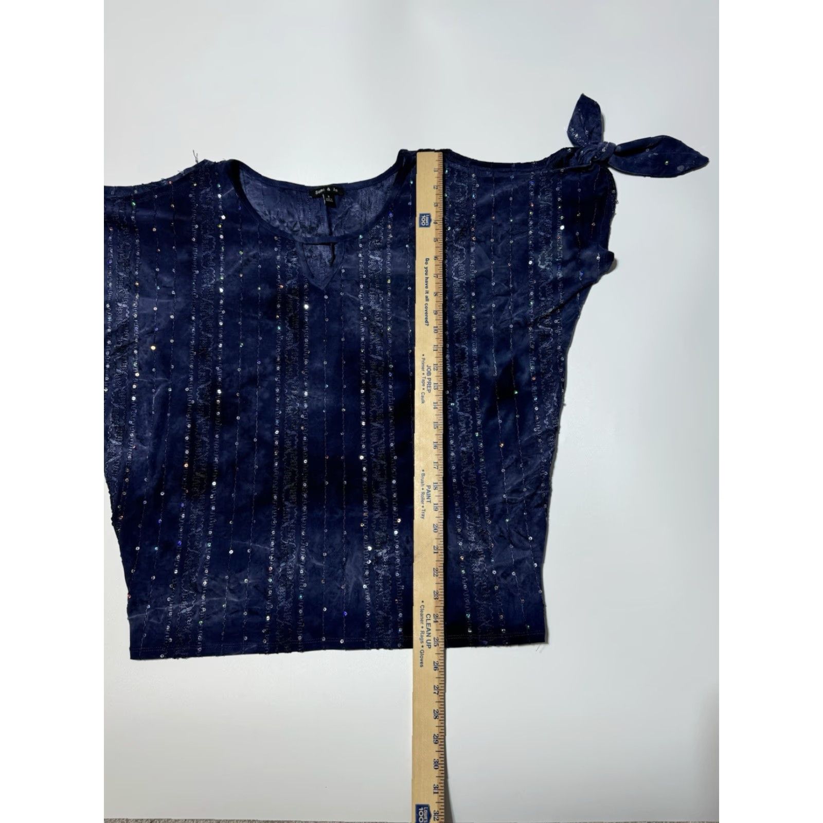 Vintage Sami & Jo Top Blouse Sz S Blue Sequin Fairy Grunge Whimsigoth 90s Bohemian Gothic Casual Party Workwear Short Sleeve Cold Shoulder Women's Size S / US 4 / IT 40 - 4 Thumbnail